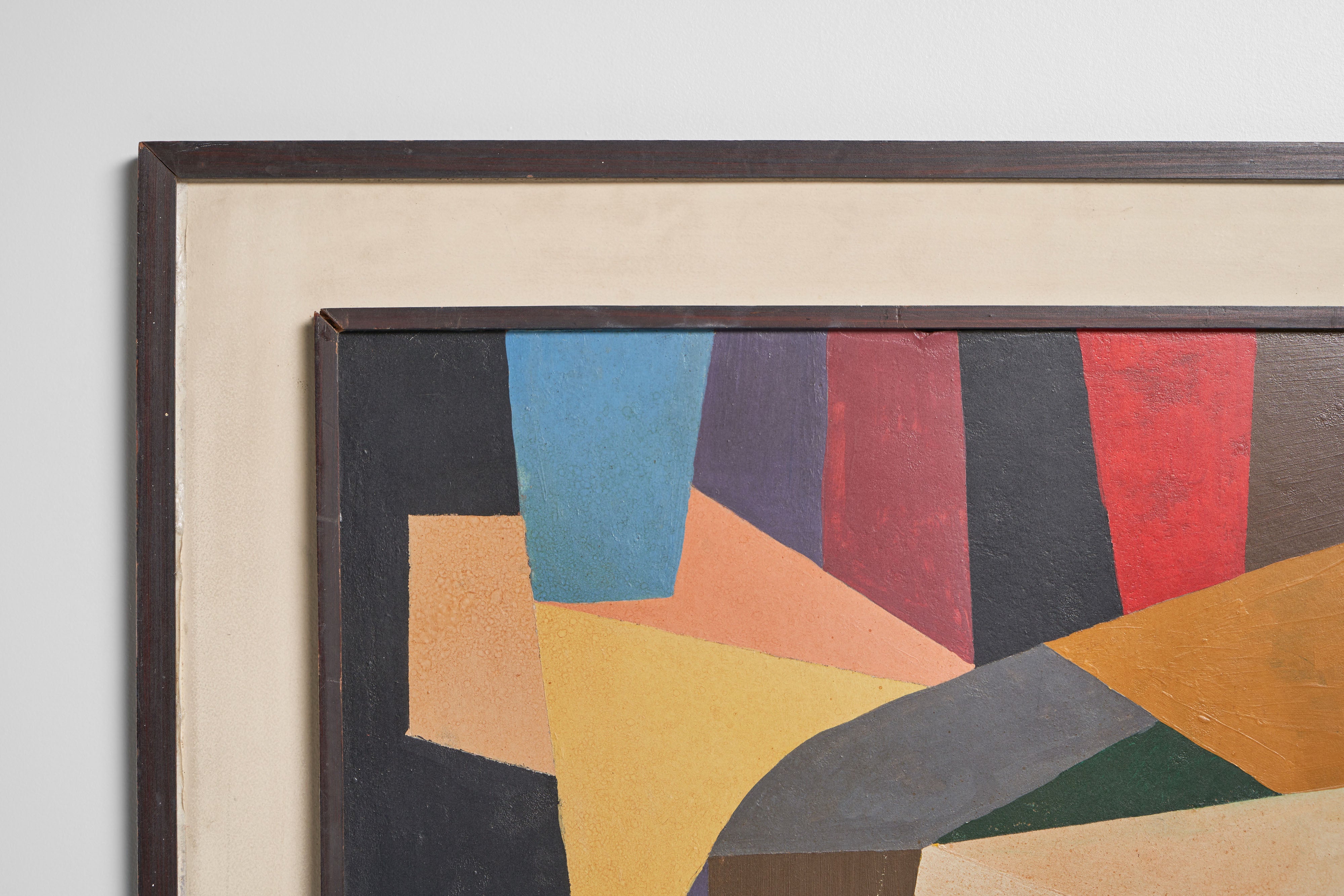 Mid-Century Modern Joaquim Tenreiro abstract modern painting Brazil 1972