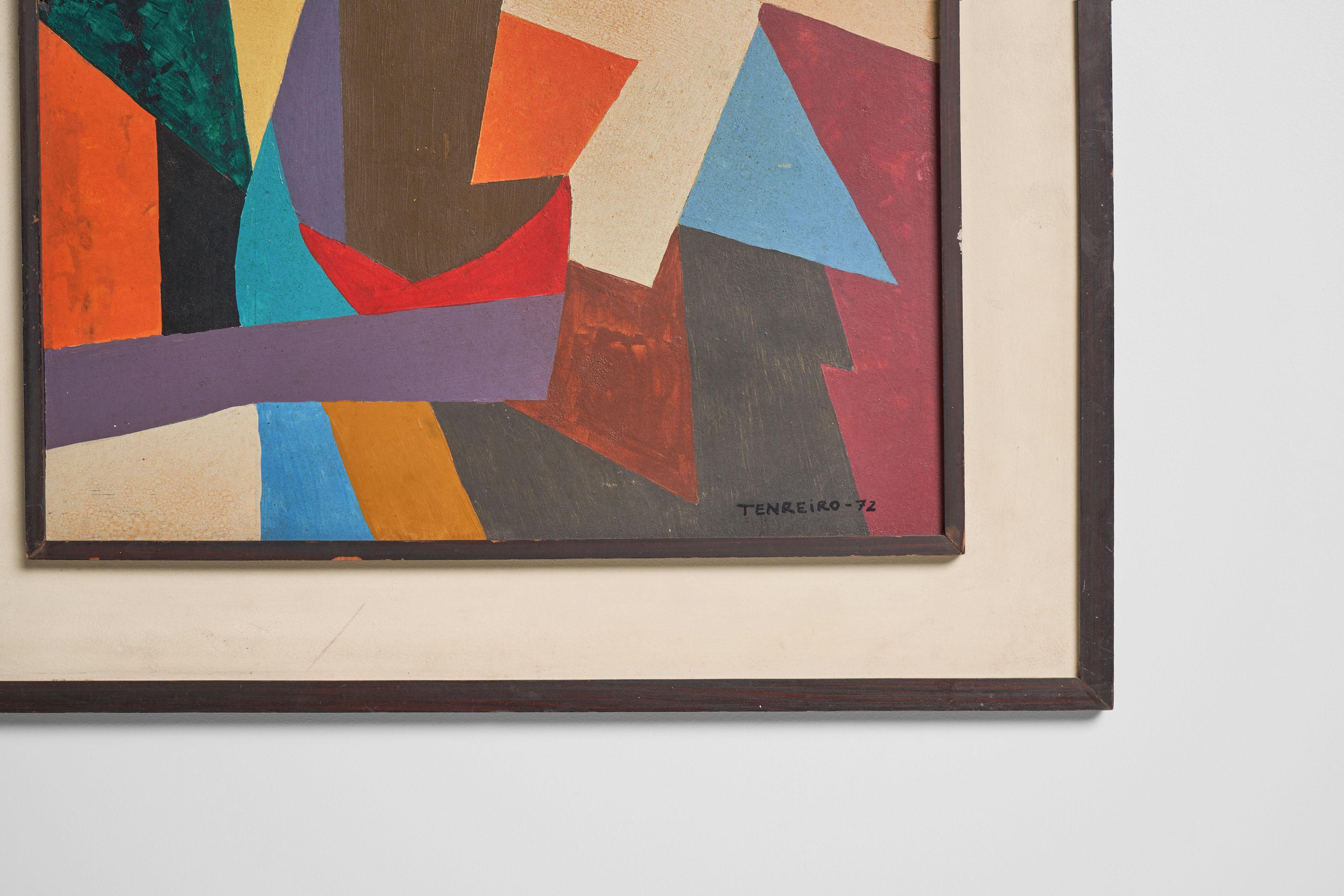 Brazilian Joaquim Tenreiro abstract modern painting Brazil 1972