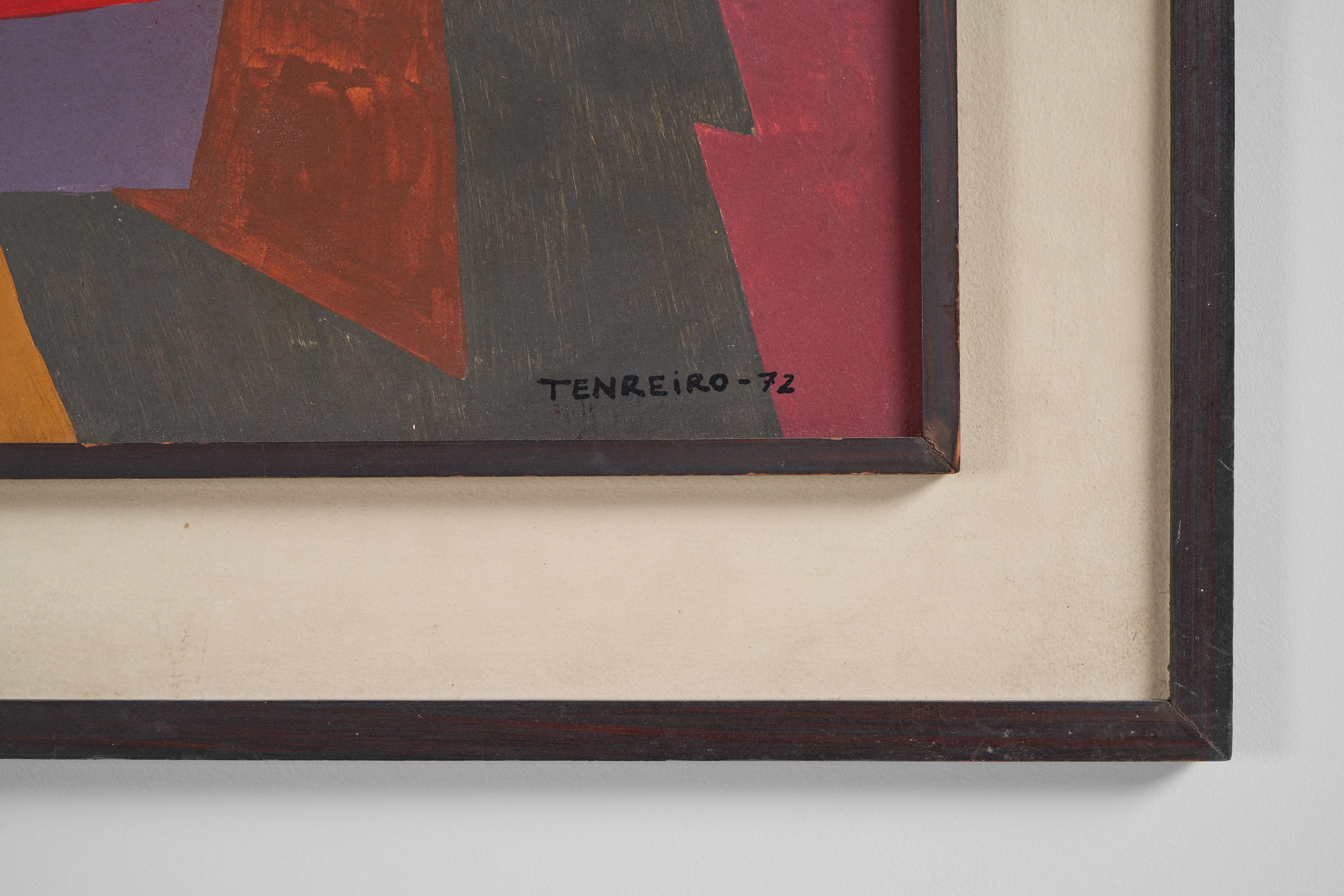Hand-Painted Joaquim Tenreiro abstract modern painting Brazil 1972