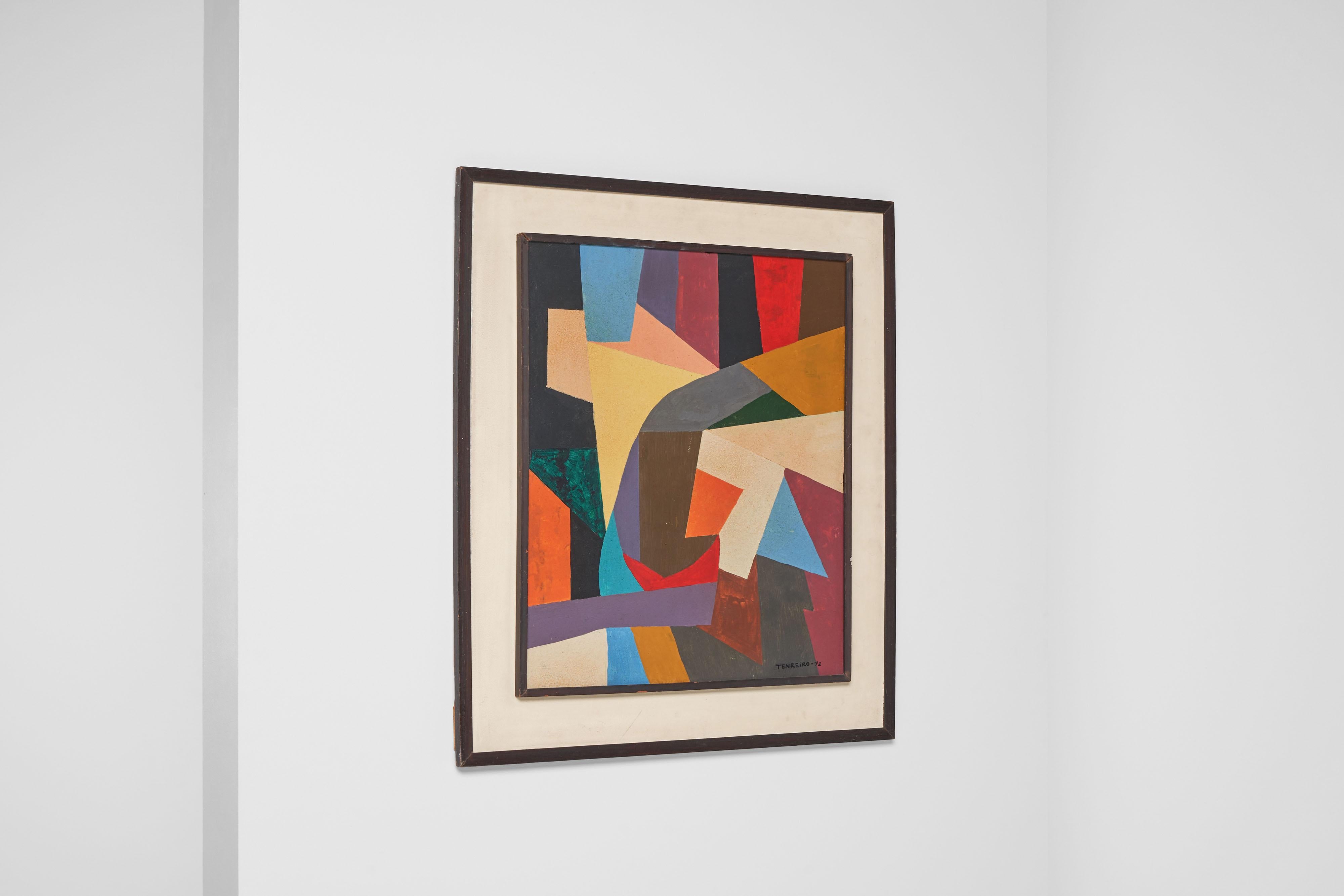Joaquim Tenreiro abstract modern painting Brazil 1972 In Good Condition In Roosendaal, Noord Brabant