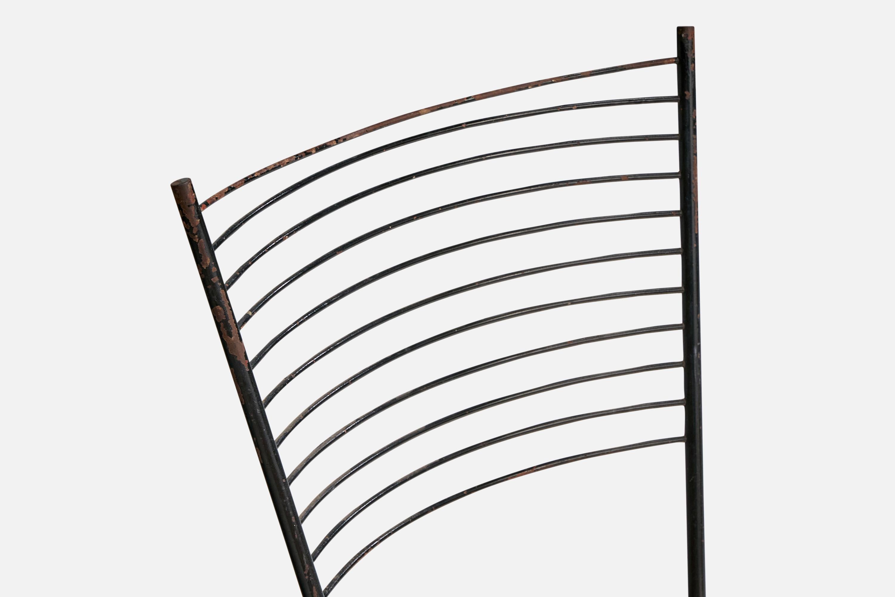 Joaquim Tenreiro Attribution, Dining Chairs, Metal, Leather, Brazil, 1950s For Sale 4