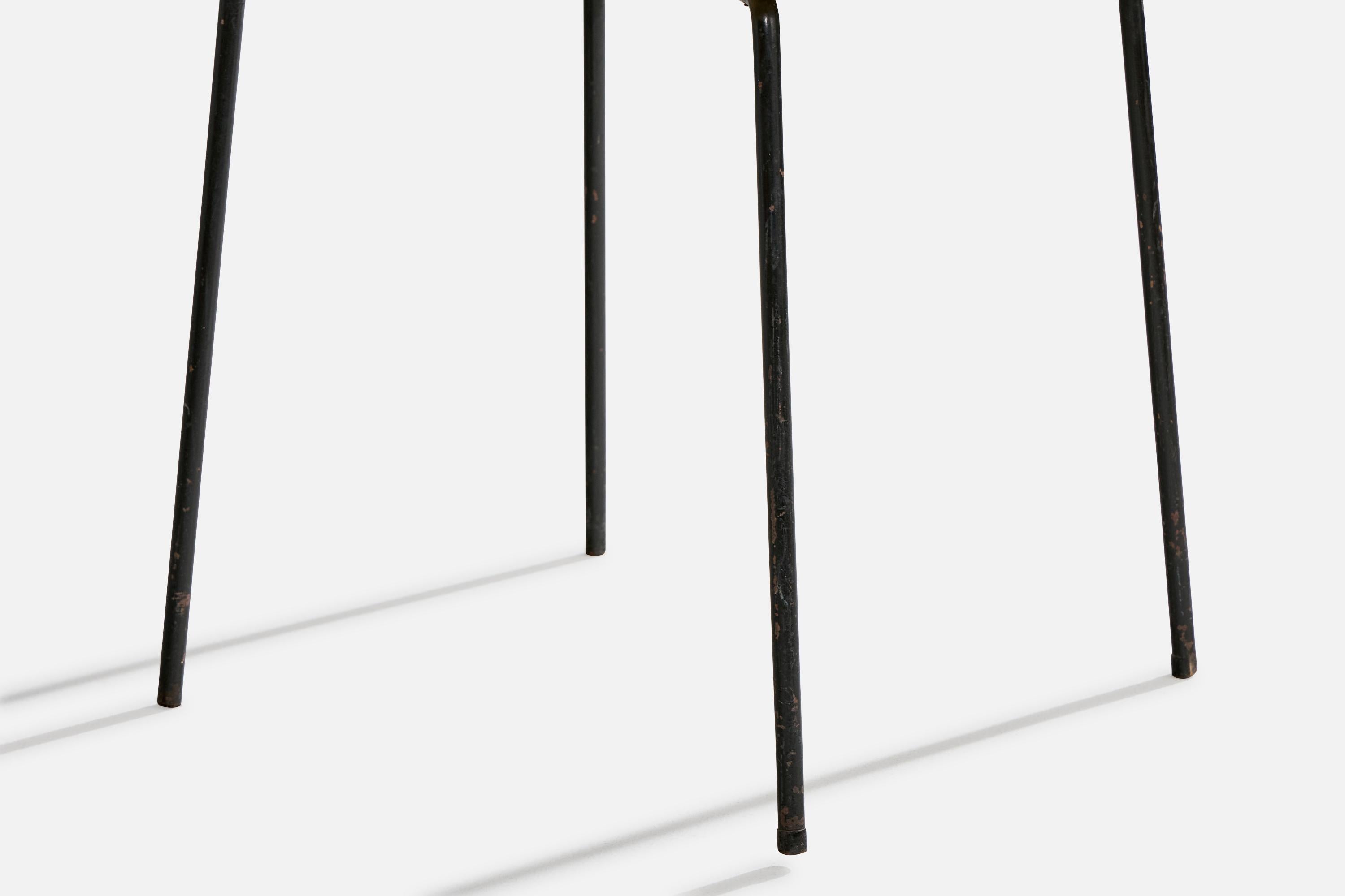 Joaquim Tenreiro Attribution, Dining Chairs, Metal, Leather, Brazil, 1950s For Sale 6