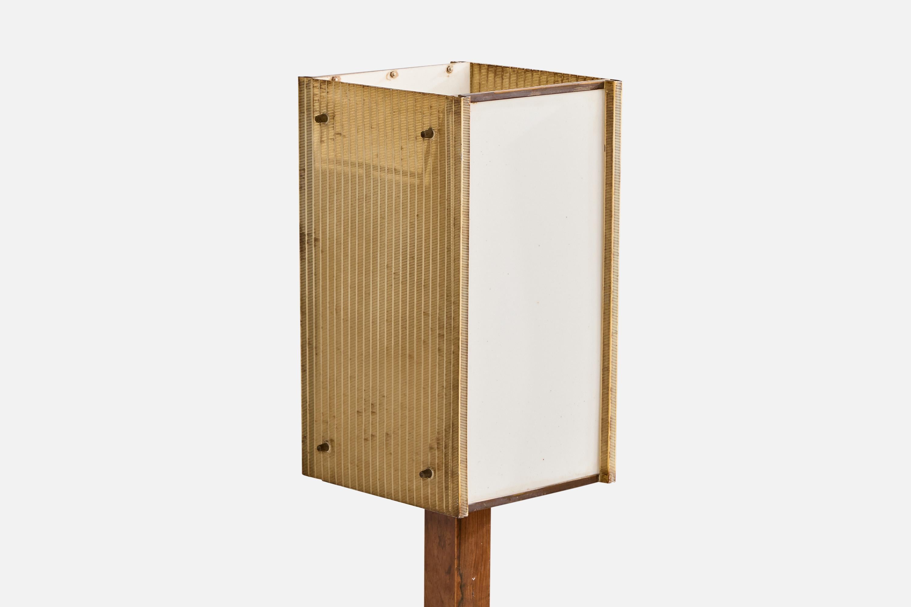 Joaquim Tenreiro Atribución, Lámpara de pie, Madera, Metal, Acrílico, Brasil, 1960 Moderno de mediados de siglo en venta