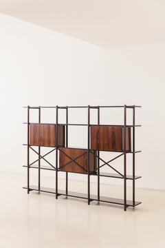 Joaquim Tenreiro Bookshelf, Rosewood Veneers, Brazilian Mid-Century Modern, 1950