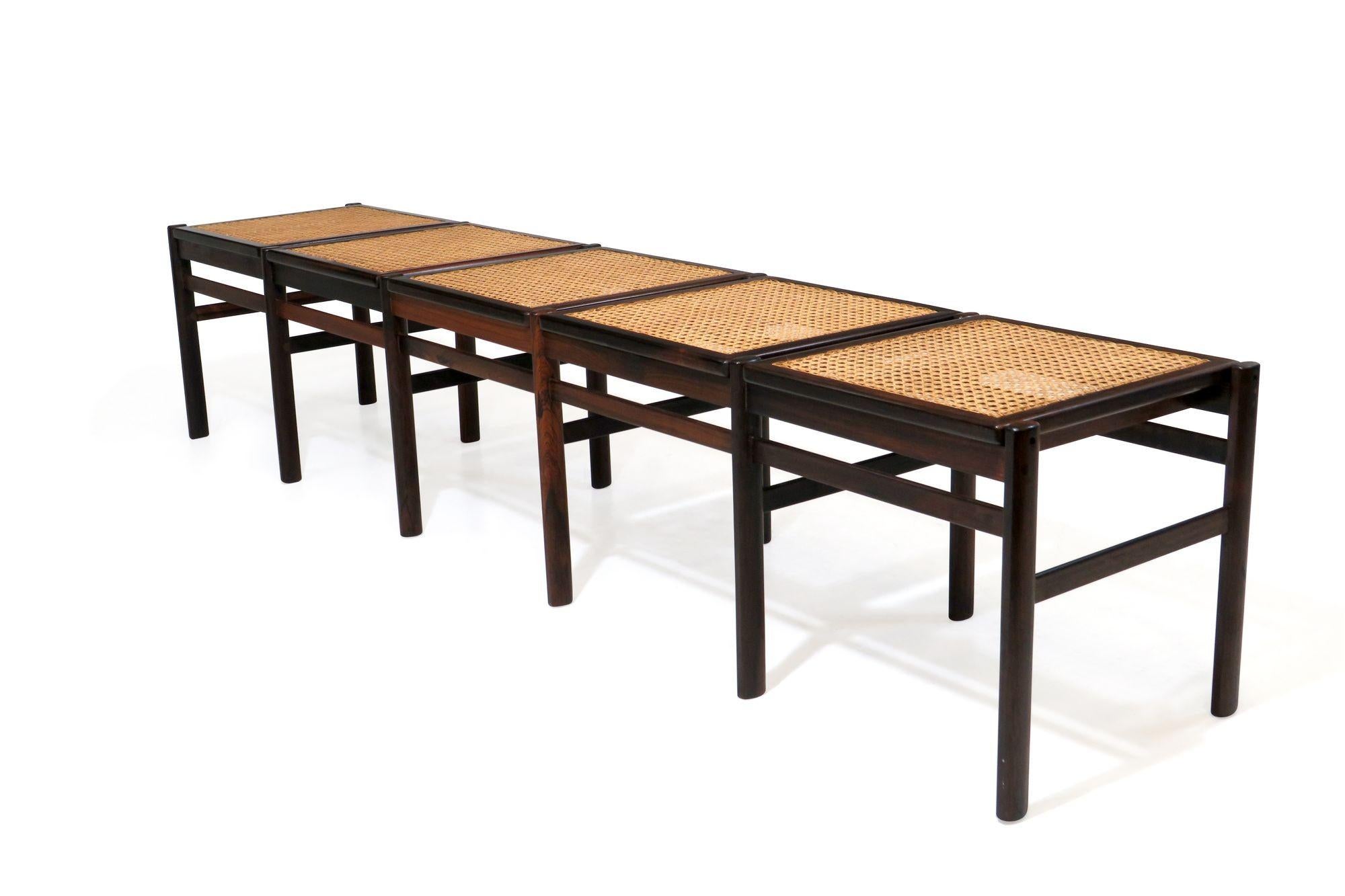 20th Century Brazilian Rosewood and Cane Bench For Sale