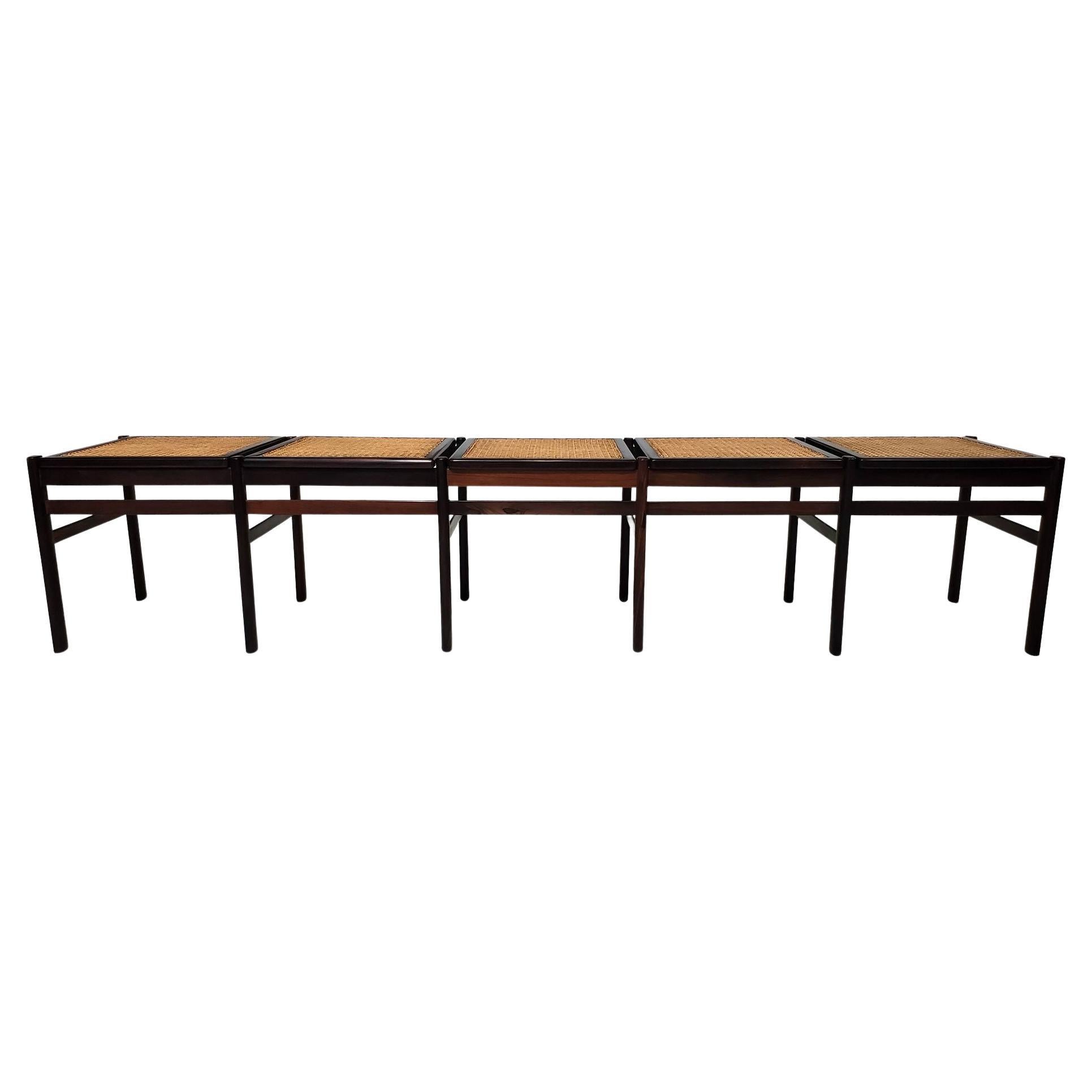 Brazilian Rosewood and Cane Bench