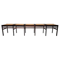 Retro Brazilian Rosewood and Cane Bench