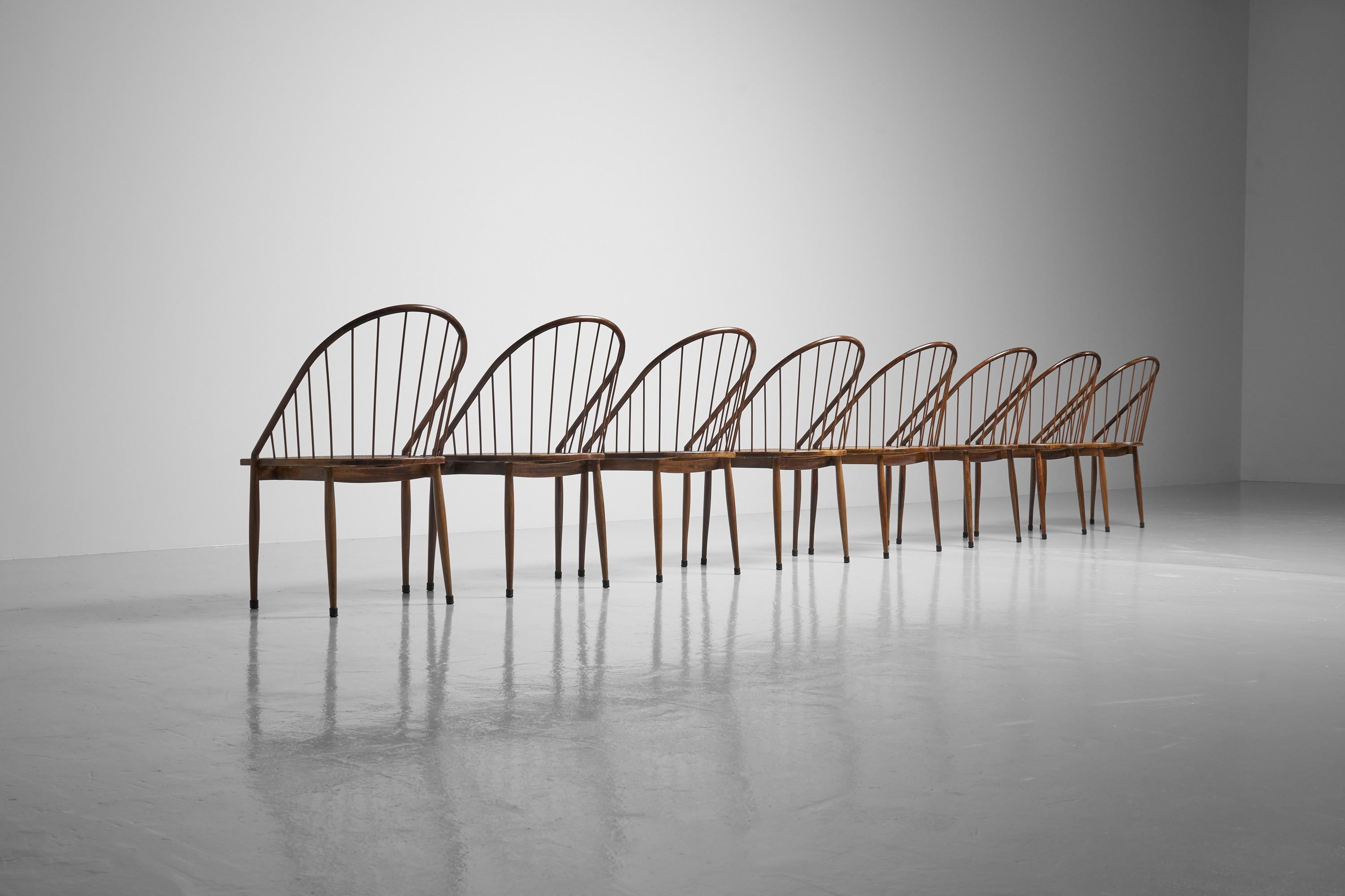 Joaquim Tenreiro Curva chairs set of 8 Brazil 1961 For Sale 1