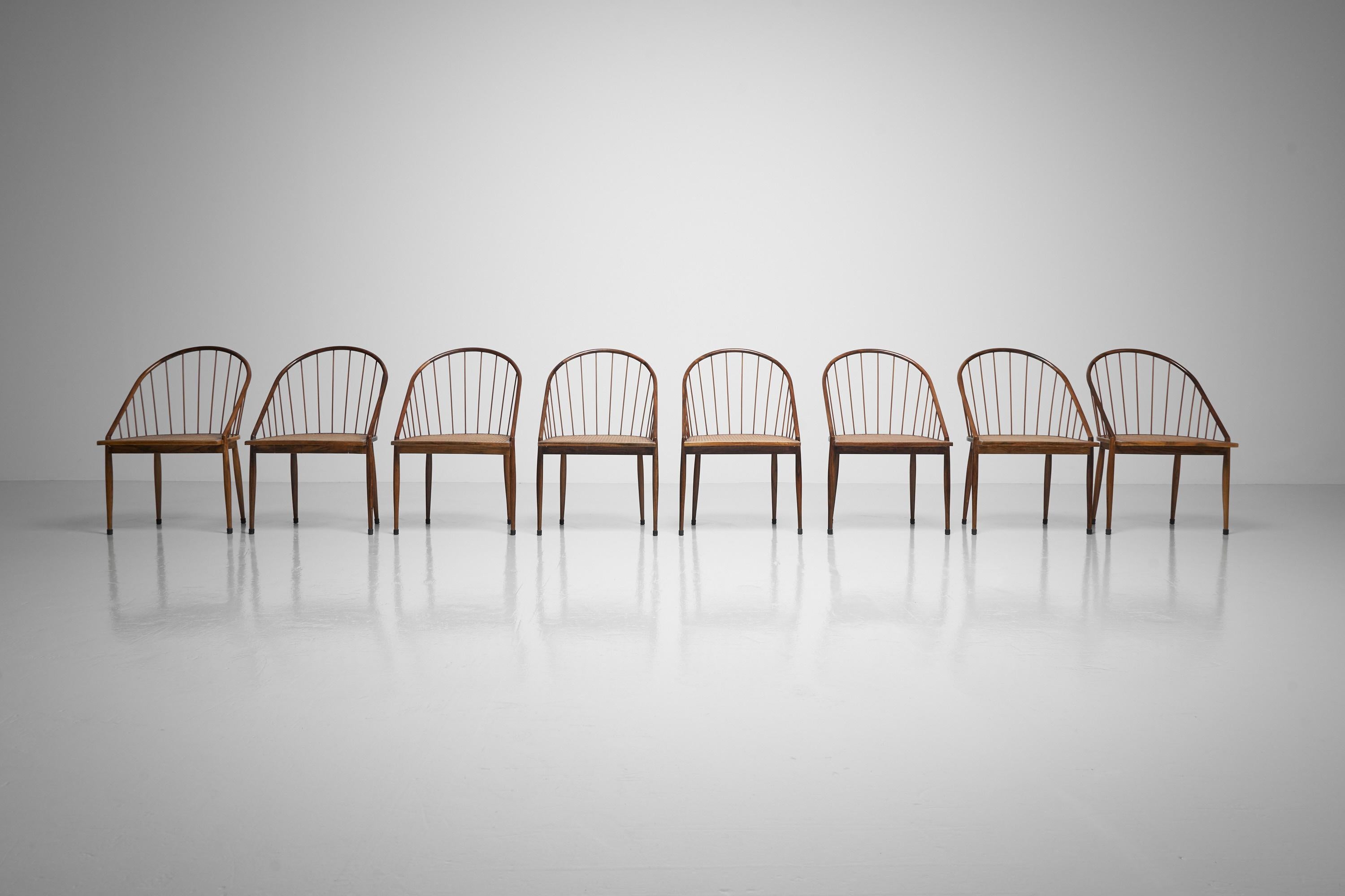 Mid-Century Modern Joaquim Tenreiro Curva chairs set of 8 Brazil 1961 For Sale