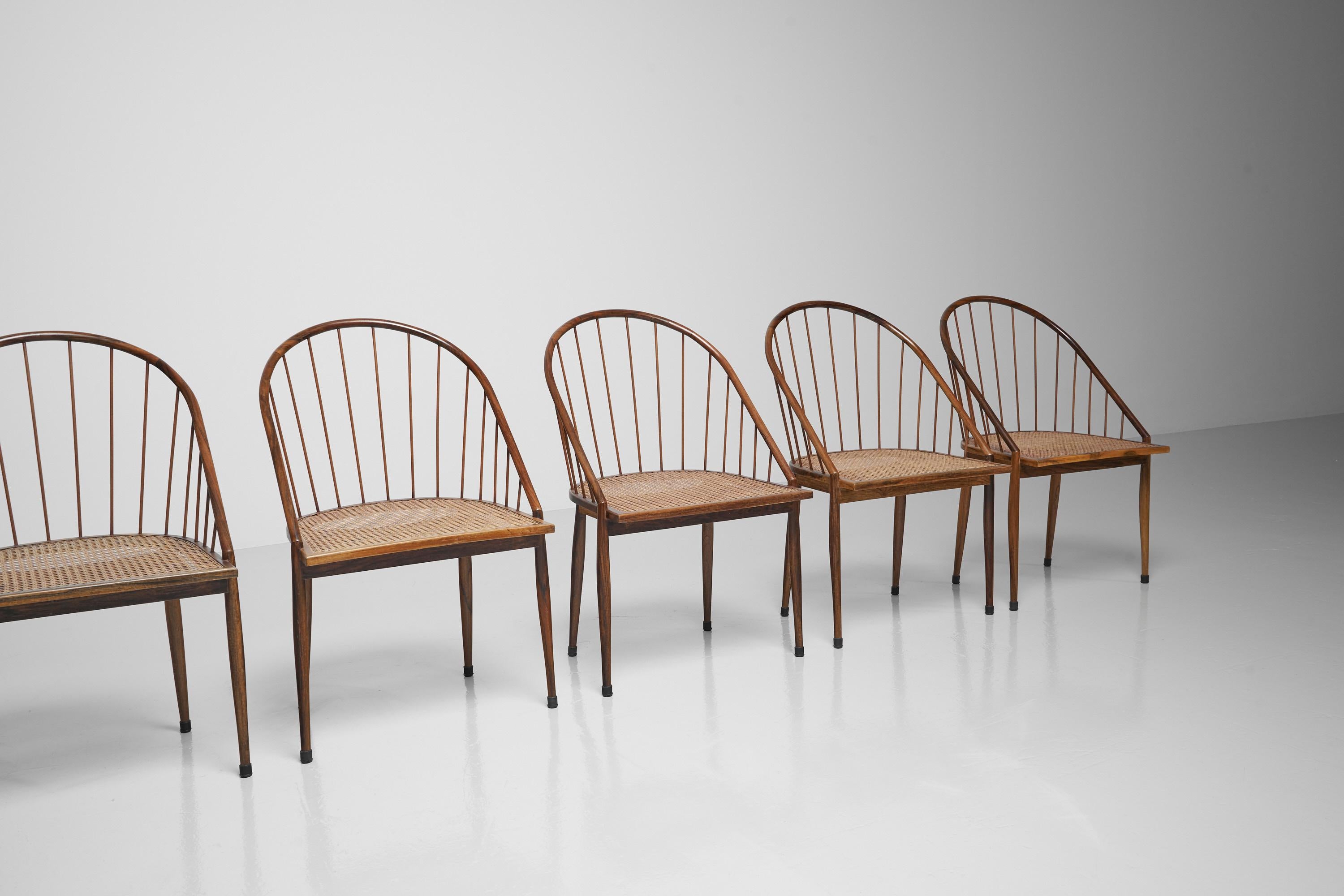 Brazilian Joaquim Tenreiro Curva chairs set of 8 Brazil 1961 For Sale