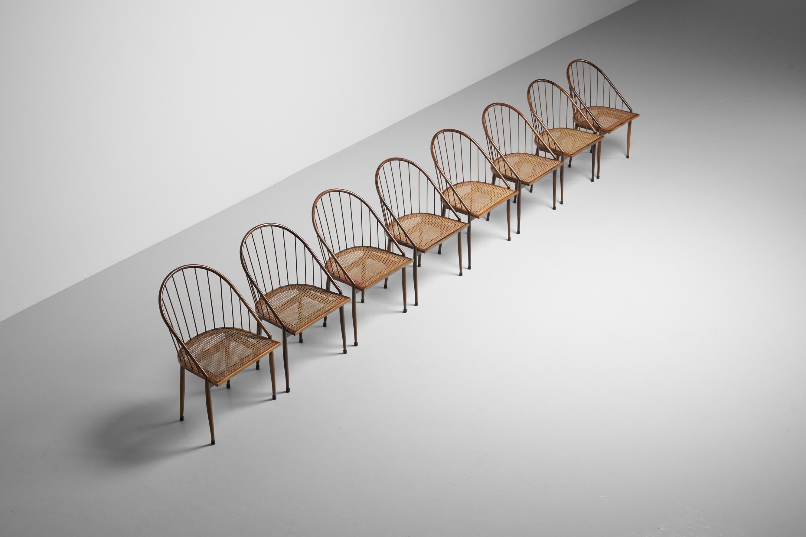 Mid-20th Century Joaquim Tenreiro Curva chairs set of 8 Brazil 1961 For Sale