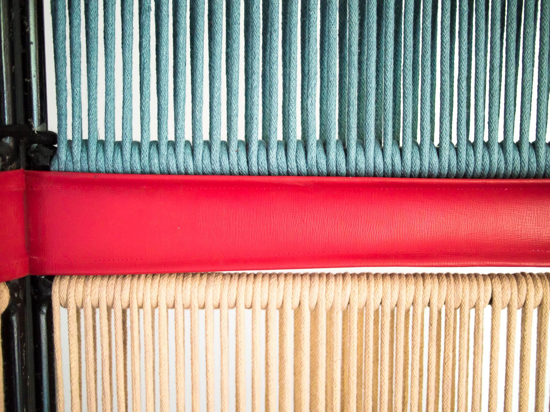 1950s Folding Screen in Iron and Cotton Cords by Joaquim Tenreiro, Brazil Modern 2