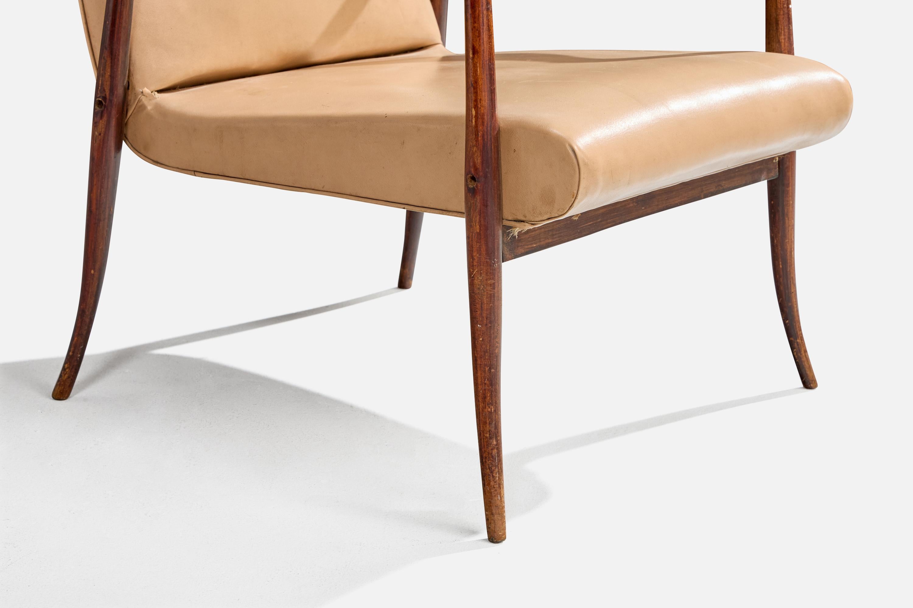 Joaquim Tenreiro, Silla de salón, Madera, Polipiel, Brasil, 1942 en venta 4