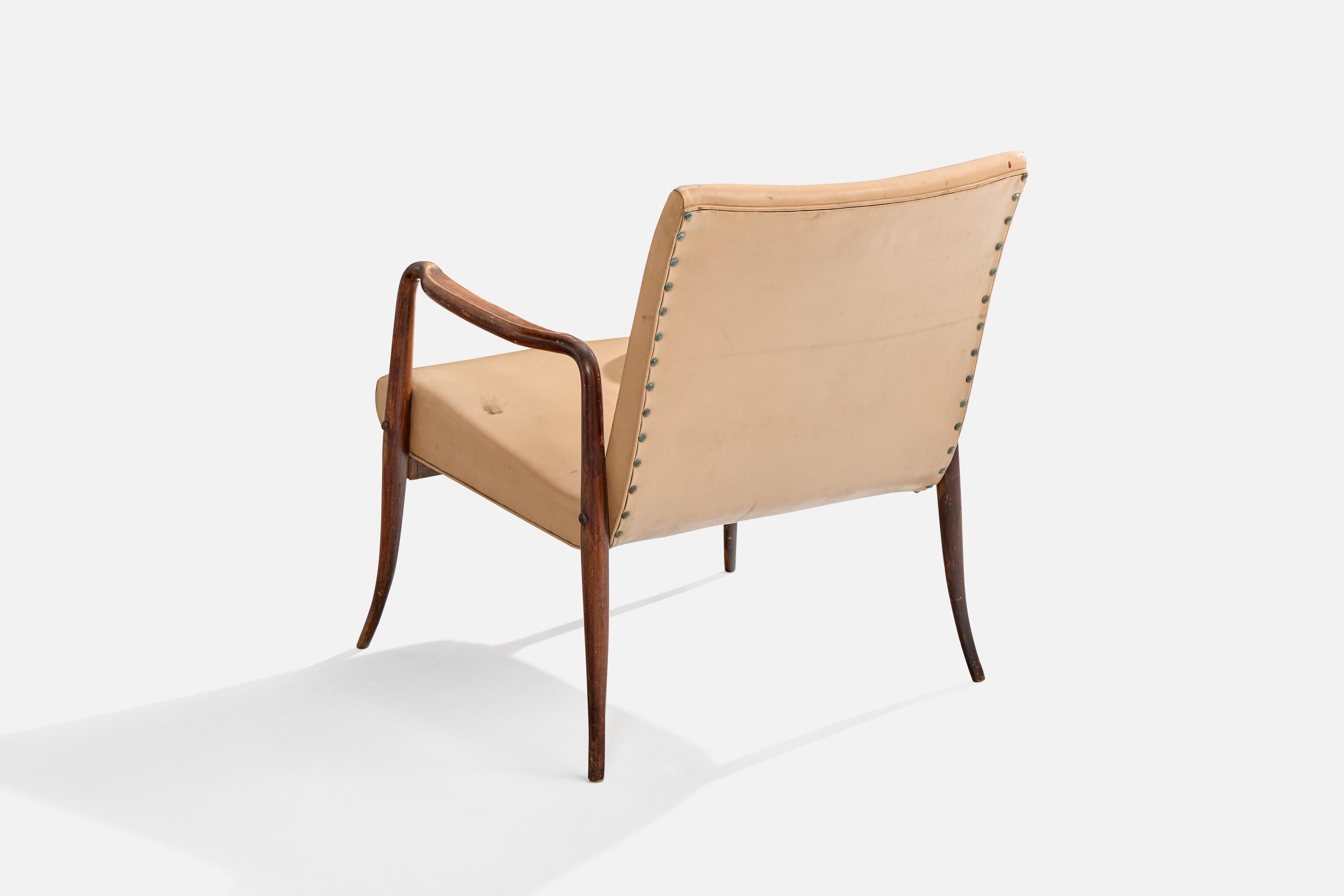 Joaquim Tenreiro, Silla de salón, Madera, Polipiel, Brasil, 1942 mediados del siglo XX en venta