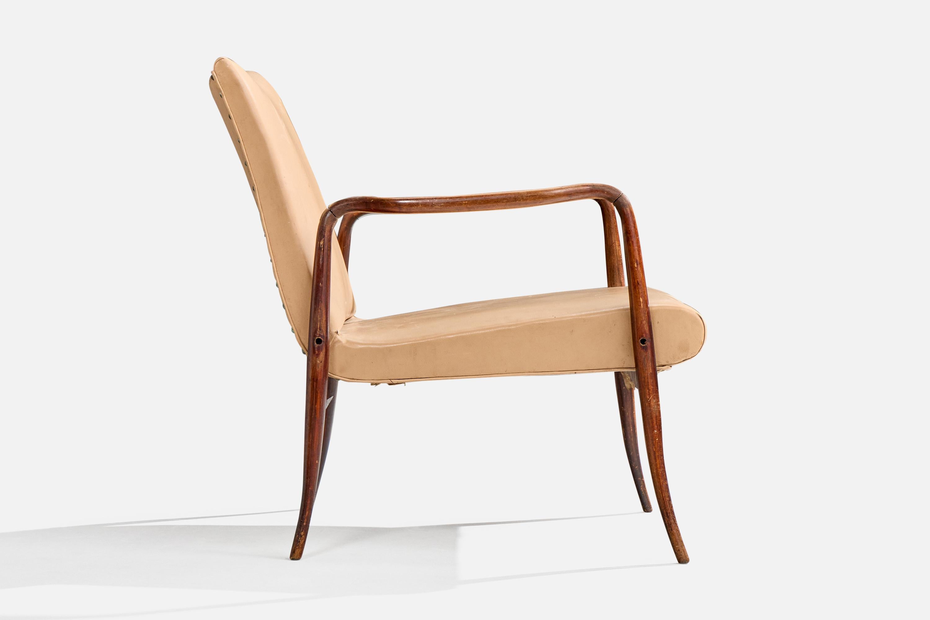 Joaquim Tenreiro, Silla de salón, Madera, Polipiel, Brasil, 1942 cuero de imitación en venta