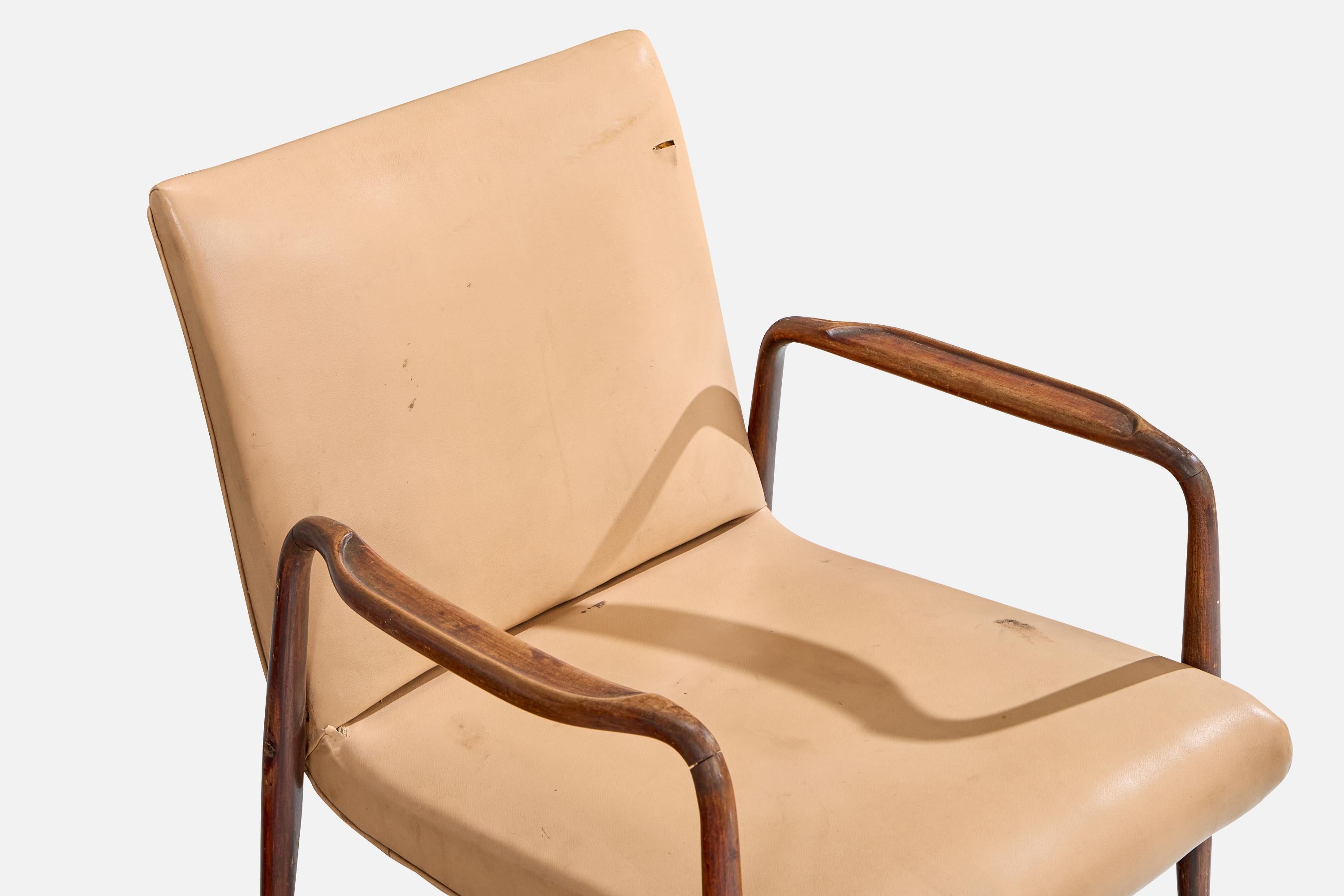 Joaquim Tenreiro, Silla de salón, Madera, Polipiel, Brasil, 1942 en venta 2