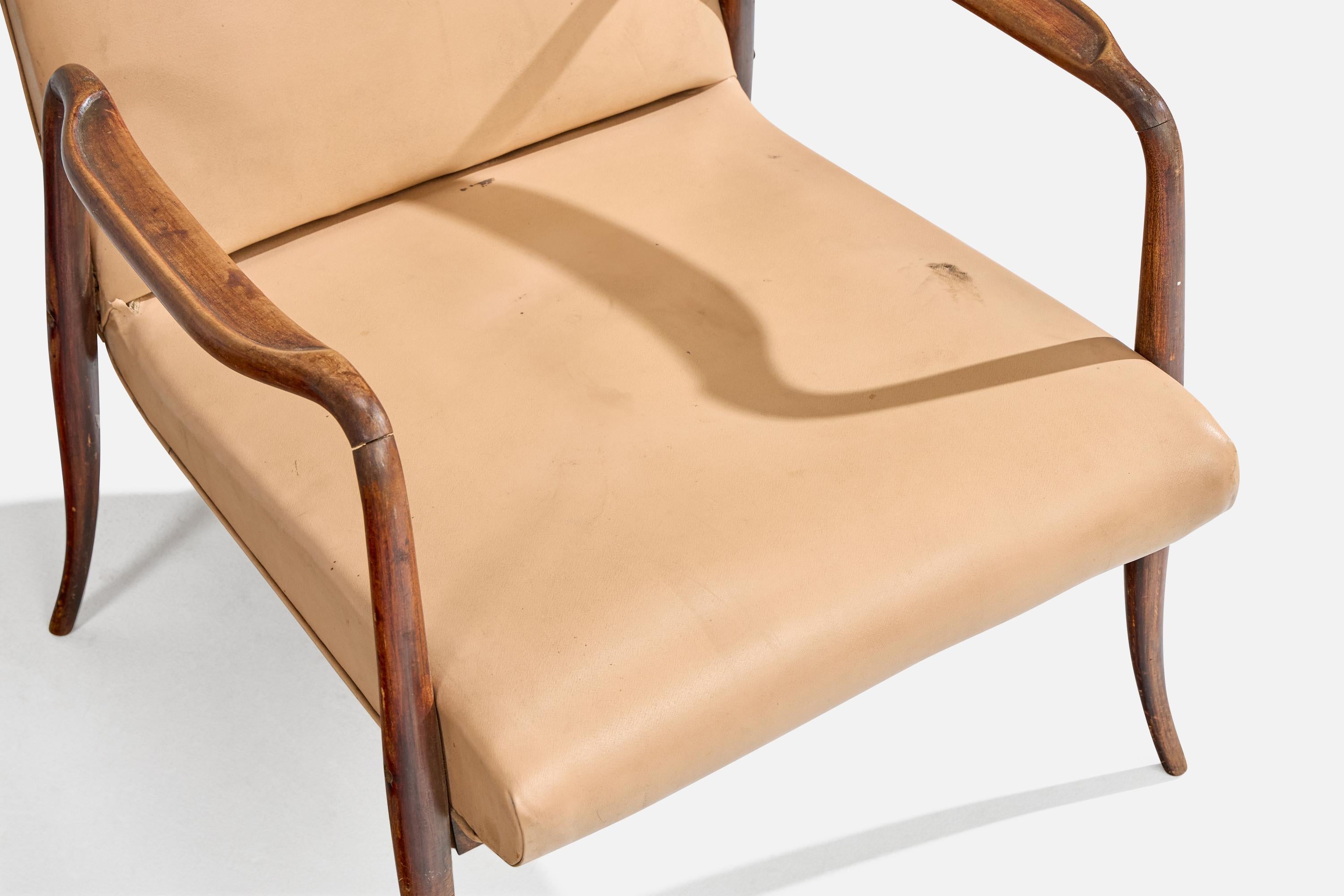Joaquim Tenreiro, Silla de salón, Madera, Polipiel, Brasil, 1942 en venta 3
