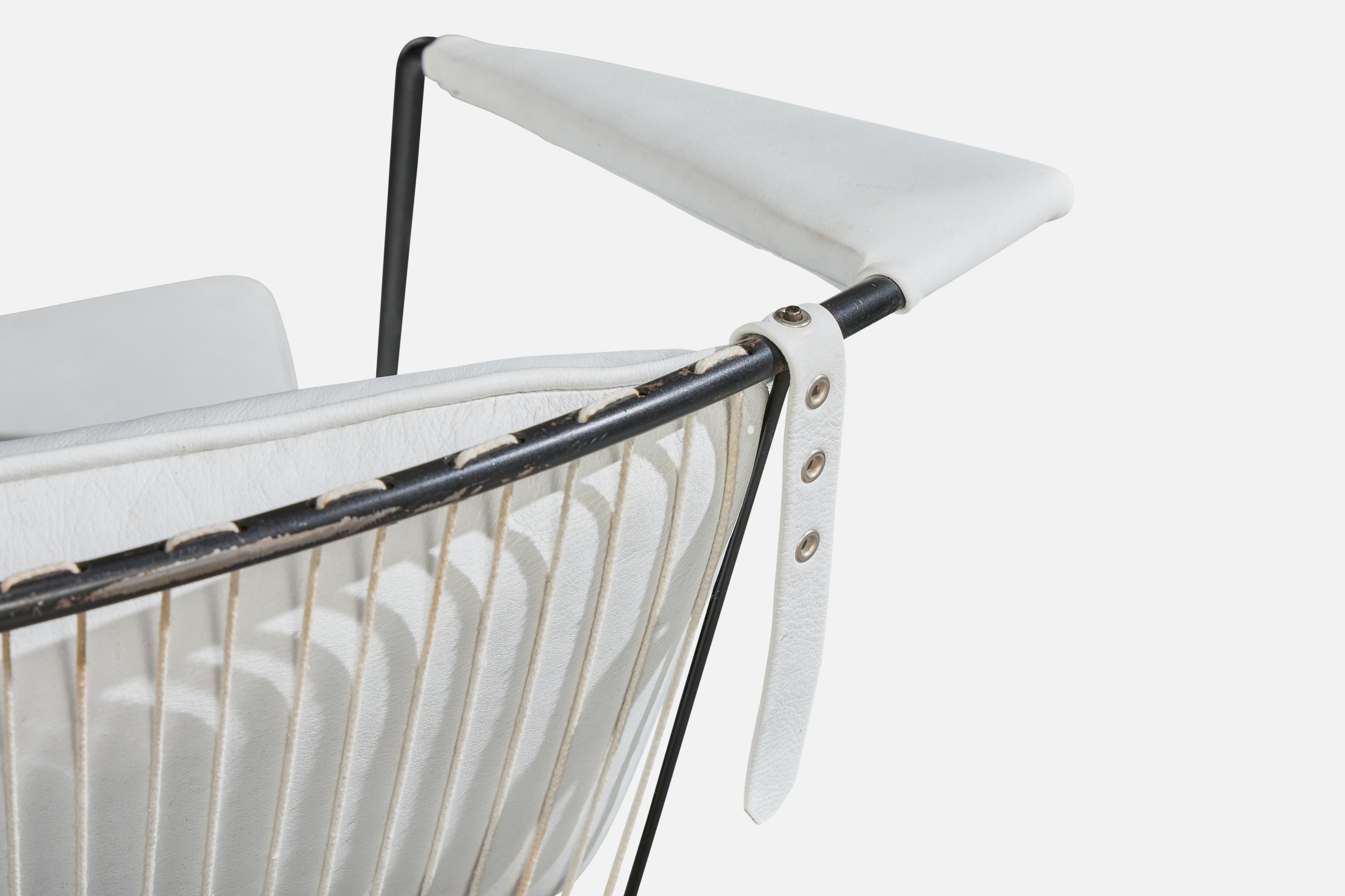 Joaquim Tenreiro, Lounge-Stühle, Eisen, Vinyl, Corde, Brasilien, 1950er Jahre im Angebot 6