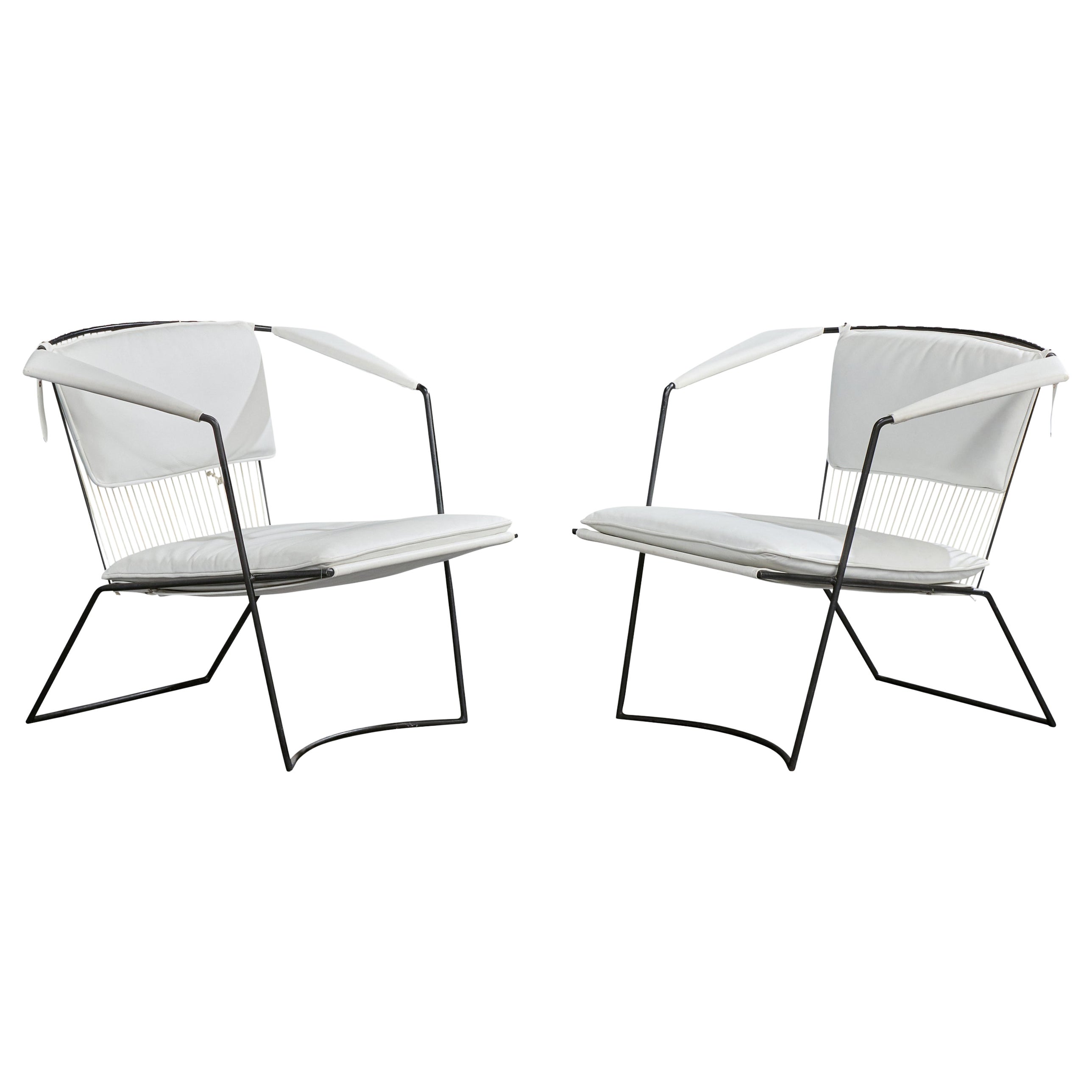 Joaquim Tenreiro, Lounge-Stühle, Eisen, Vinyl, Corde, Brasilien, 1950er Jahre im Angebot