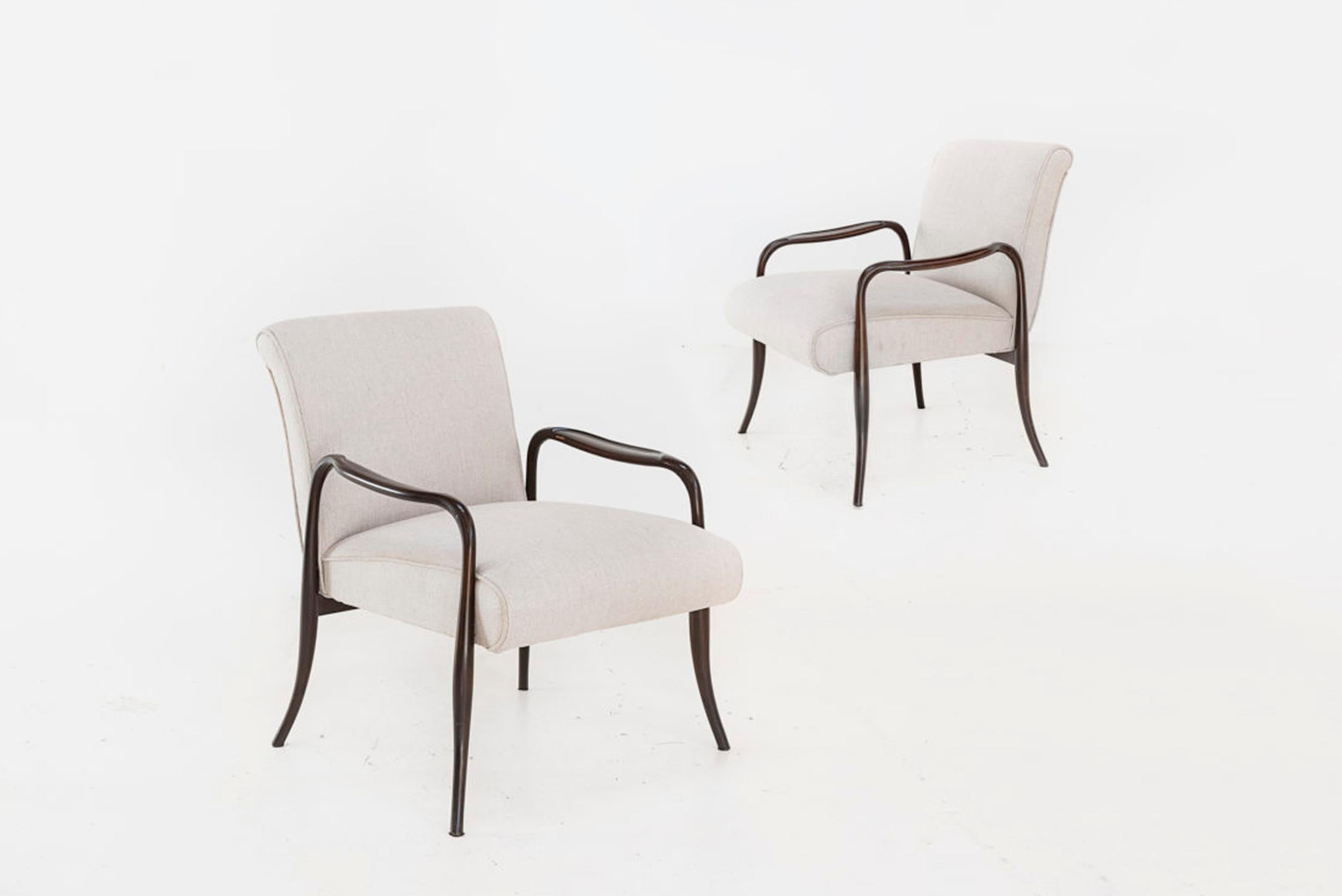 Mid-20th Century Joaquim Tenreiro Pair of Armchairs Model “Leve”, Brasil, 1942 For Sale