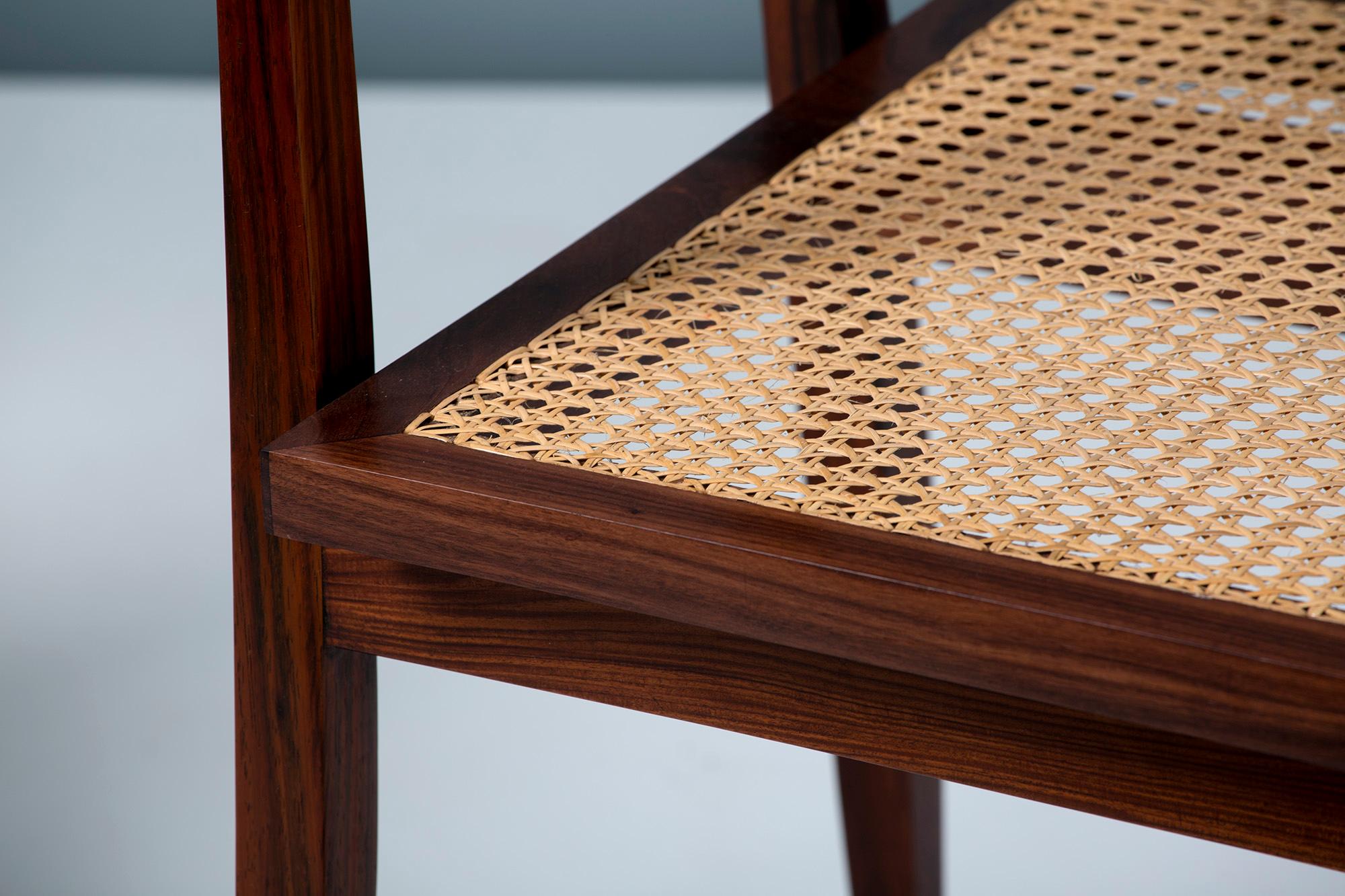 Joaquim Tenreiro Pair of Rosewood and Cane U Chair, circa 1960 1