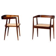 Vintage Joaquim Tenreiro Pair of Rosewood and Cane U Chair, circa 1960