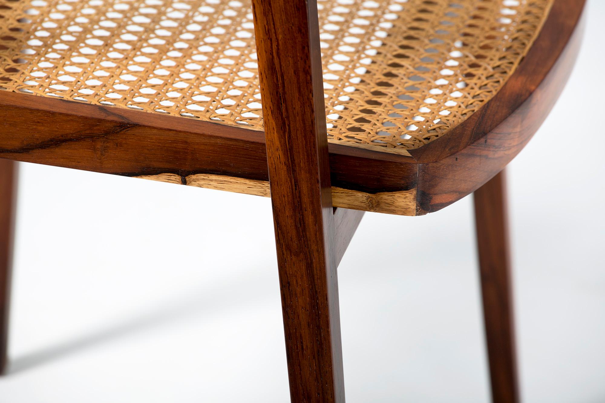 Joaquim Tenreiro Rosewood and Cane U Chair, circa 1960 4