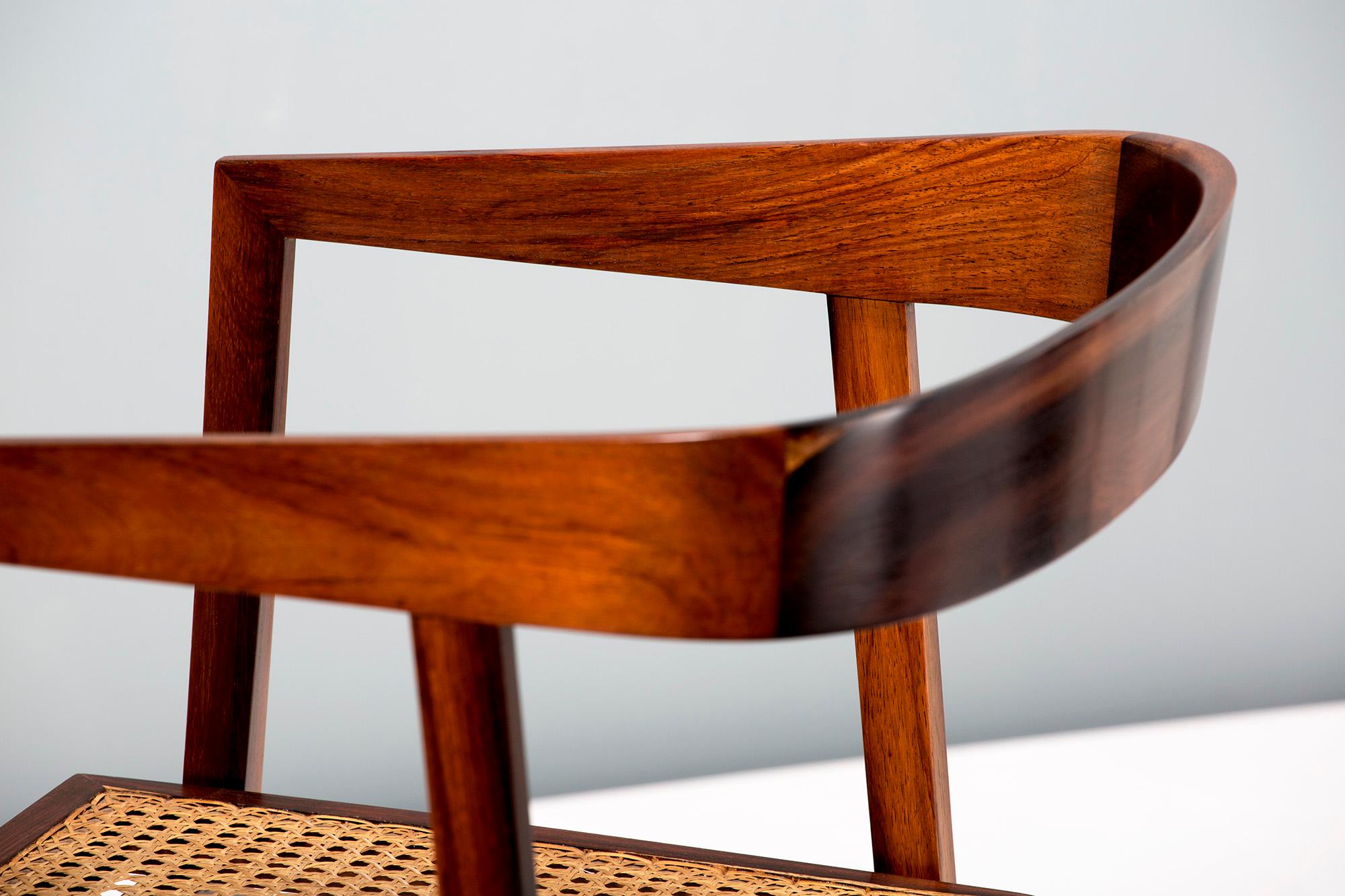 Mid-Century Modern Joaquim Tenreiro Rosewood and Cane U Chair, circa 1960