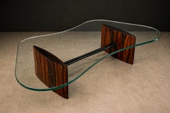 Joaquim Tenreiro Rosewood & Crystal Coffee Table — Organic Form, Brazil, 1960s