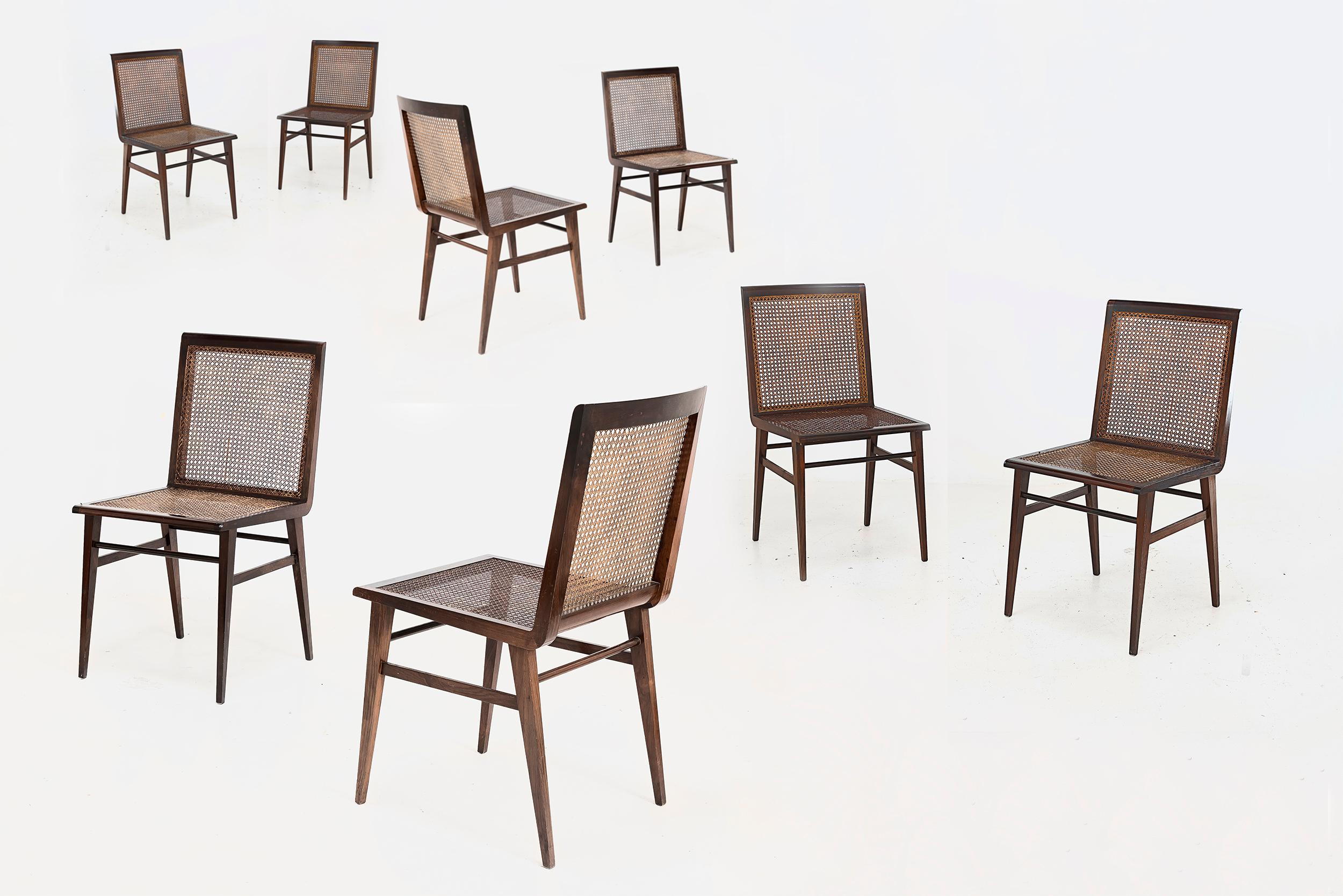 Brazilian Joaquim Tenreiro, Set of 8 Chairs Variant of the “Cadeira baixa para quarto” For Sale