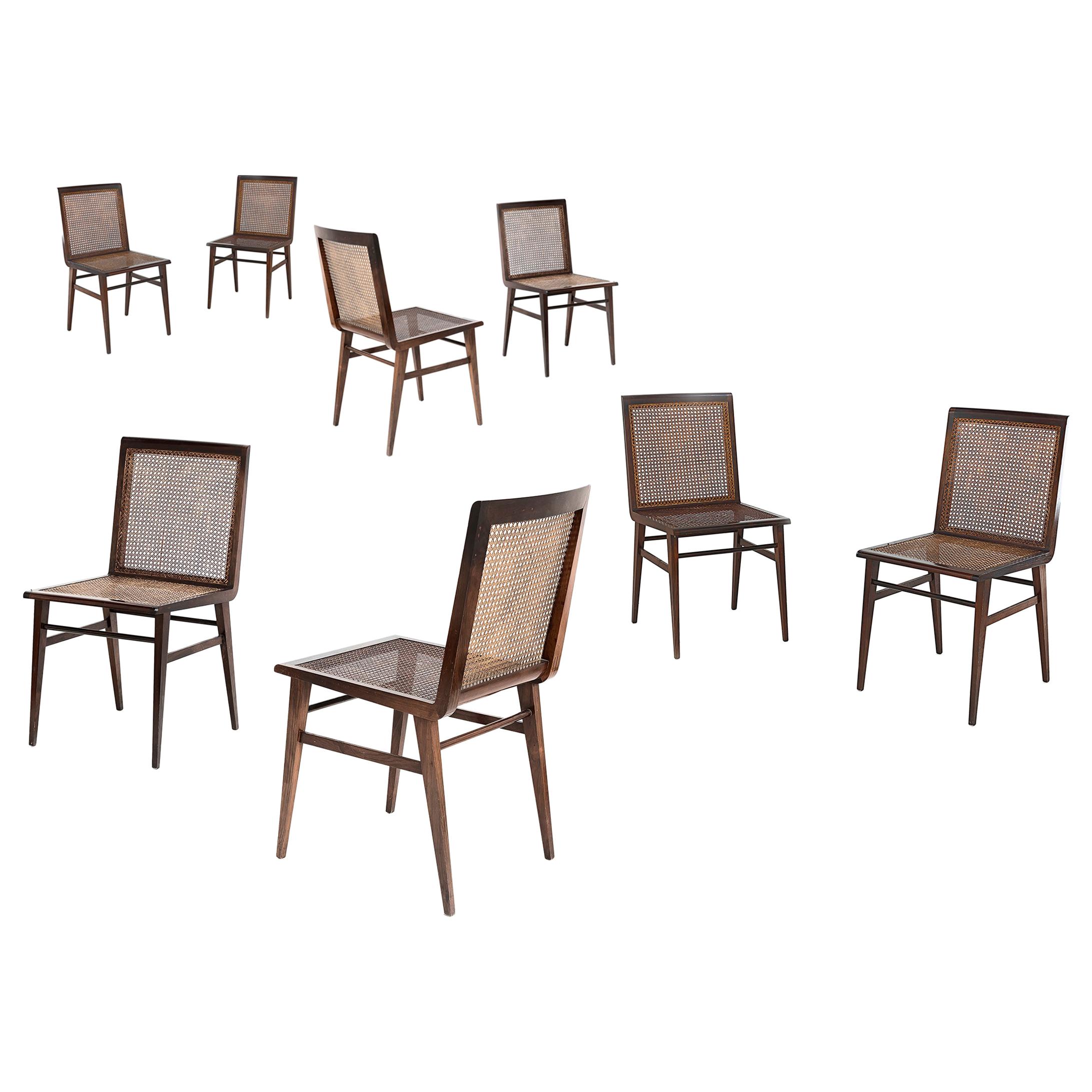 Joaquim Tenreiro:: Ensemble de 8 chaises Variante de la "Cadeira baixa para quarto"