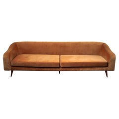 Joaquim Tenreiro Vintage 'Curva' Sofa 1960s Brazil Velvet