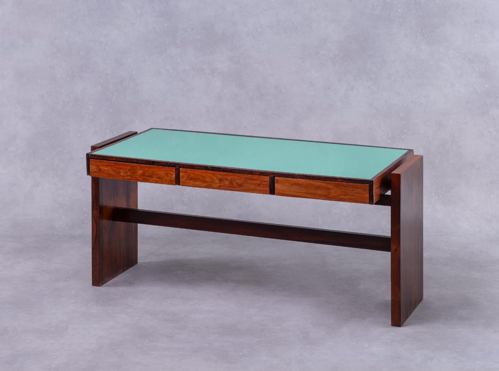 Joaquim Tenreiro
Rosewood Desk for Bloch Editores
Glass Painted Top
Brazil, 1960s