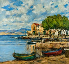 Il porto della Costa Brava con barche da pesca, di Joaquim Terruella, 1942