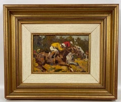 Scena di corsa di cavalli, olio su tavola di Joaquim Terruella