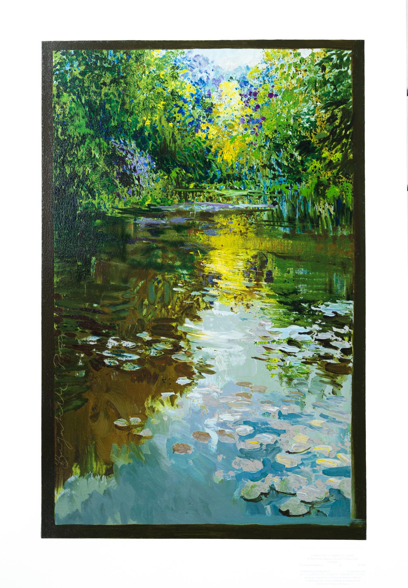 Ruisseau avec nénuphars Sérigraphie de Joaquim Torrents Llado - Print de Joaquim Torrents Lladó