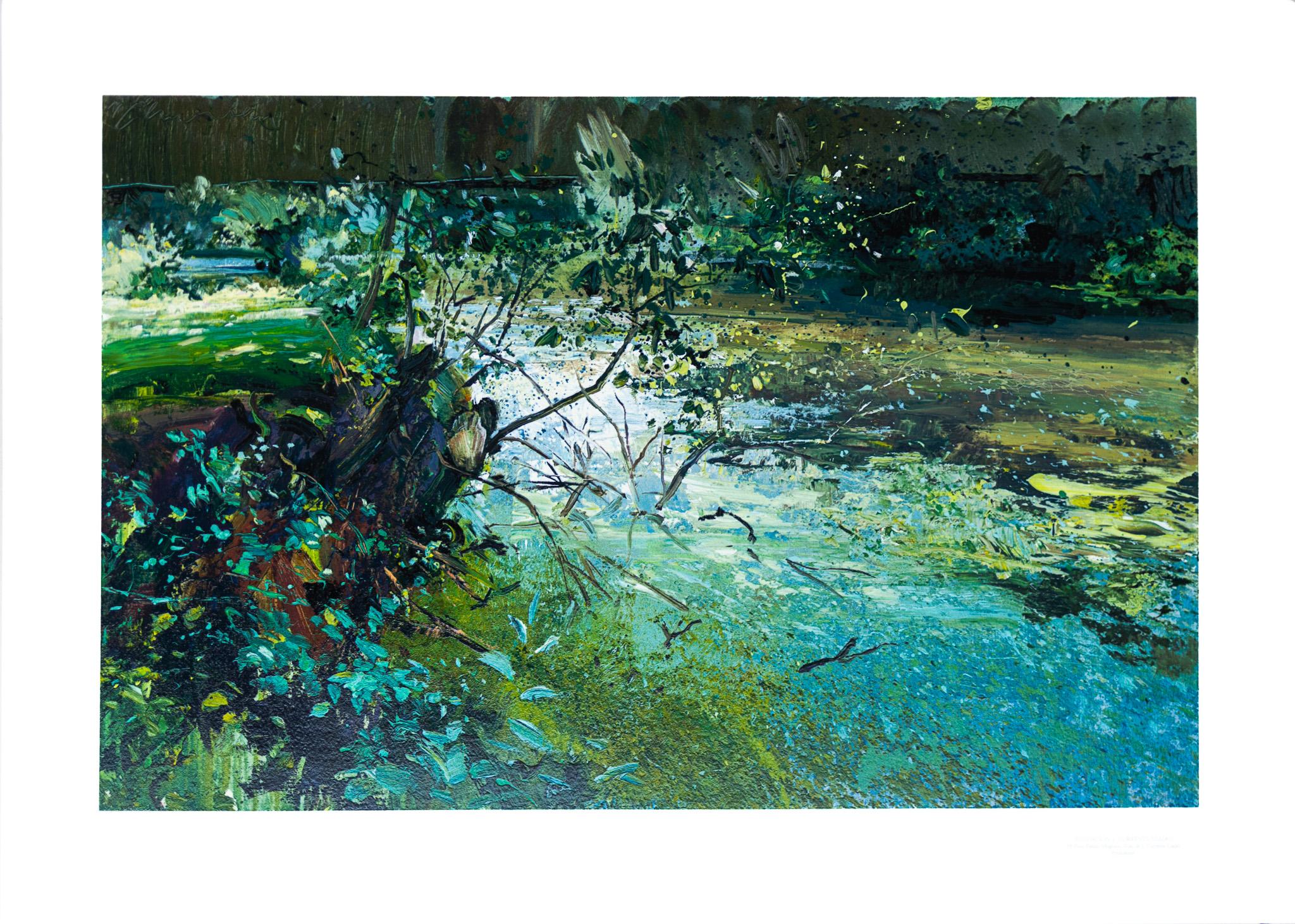 Arroyo Impresionista en Verde y Azul, Serigrafía - Print de Joaquim Torrents Lladó