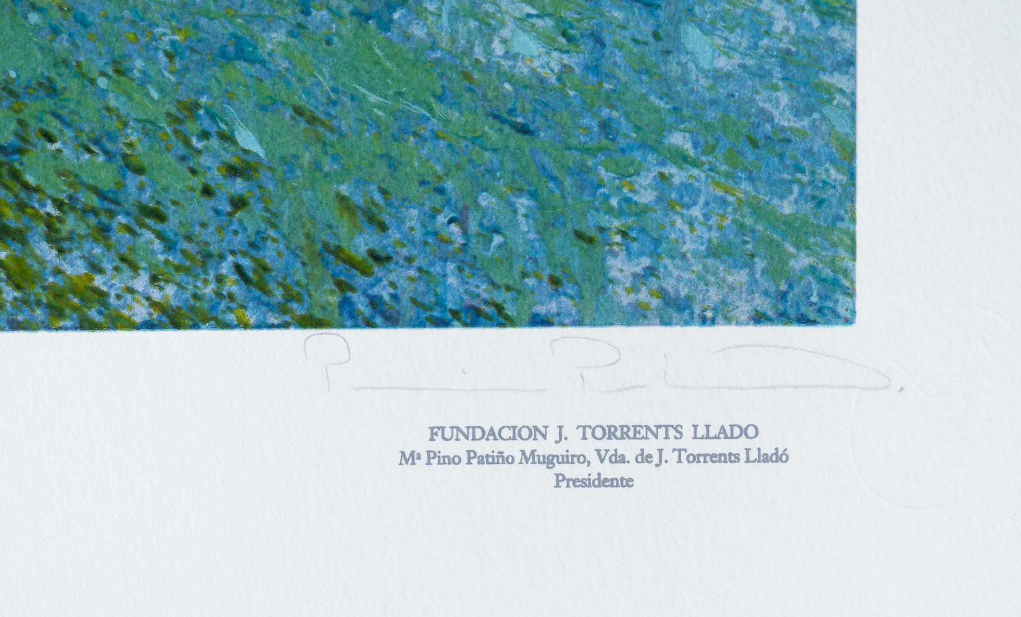 Arroyo Impresionista en Verde y Azul, Serigrafía en venta 1