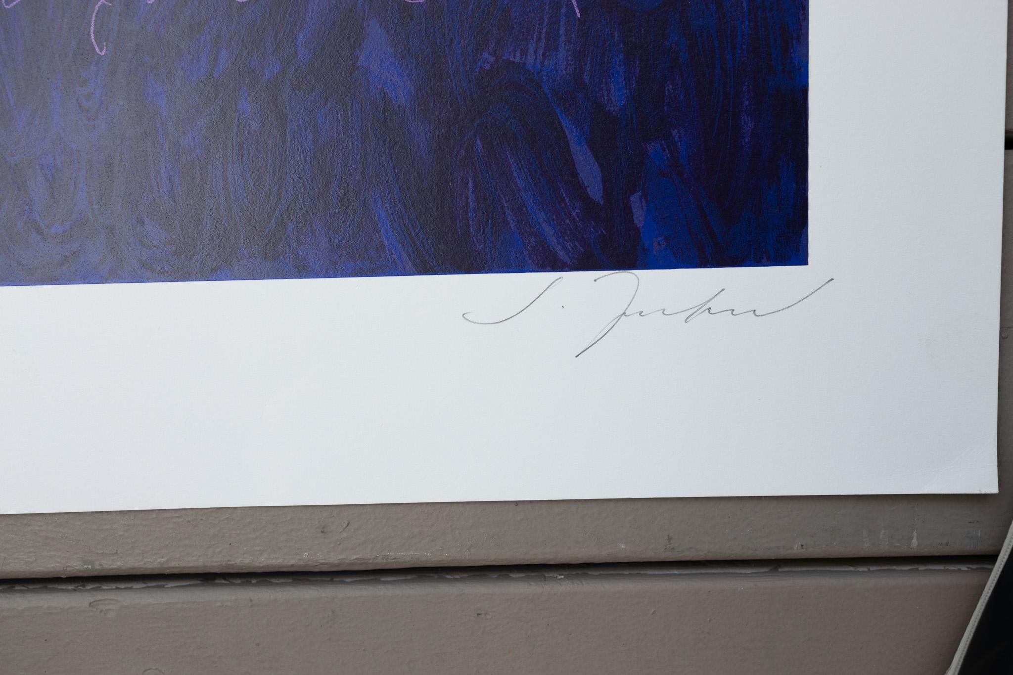 Scena d'acqua riflettente, serigrafia firmata, edizione 10/60 - Landscape Print Viola di Joaquim Torrents Lladó