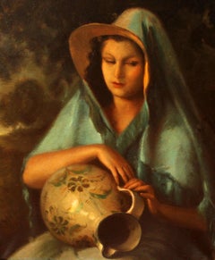 Joven con jarra talaverana - Óleo sobre tela