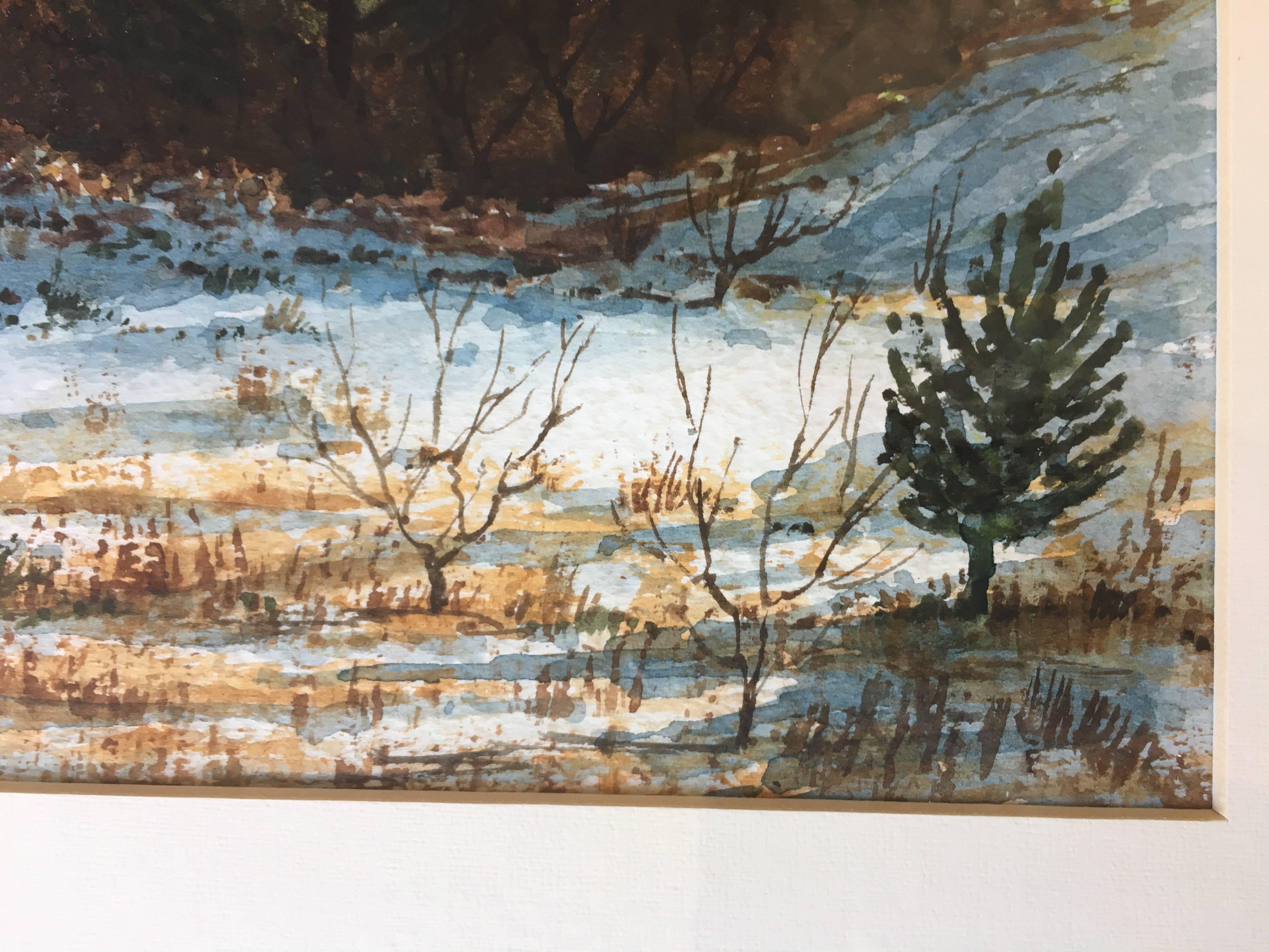 Cabane 20 Paesaggio Pirenei acquerello originale realista - Painting Realismo di Joaquin Cabane