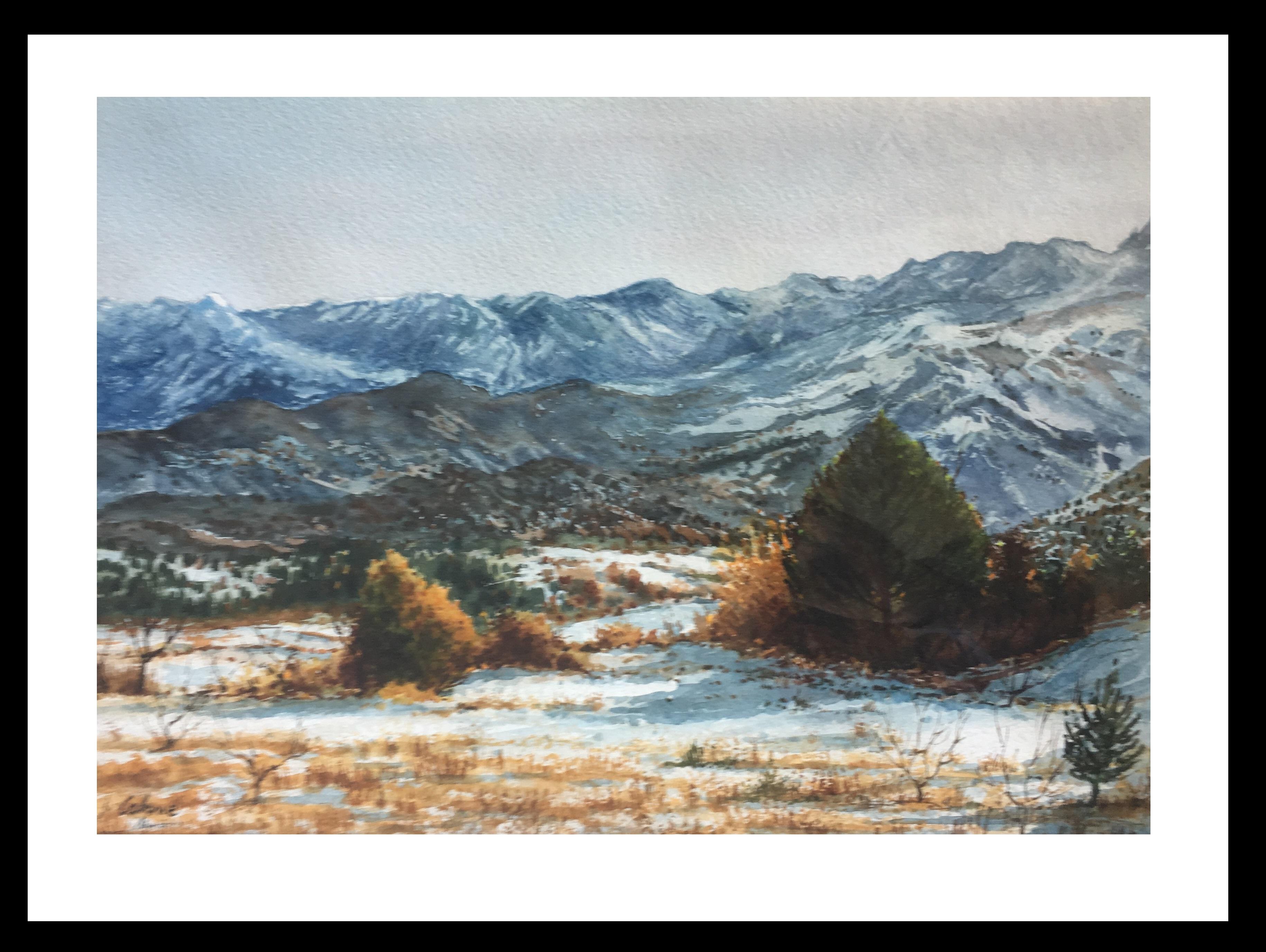 Joaquin Cabane Figurative Painting - Cabane  Landscape Pyrenees original realist watercolor painting