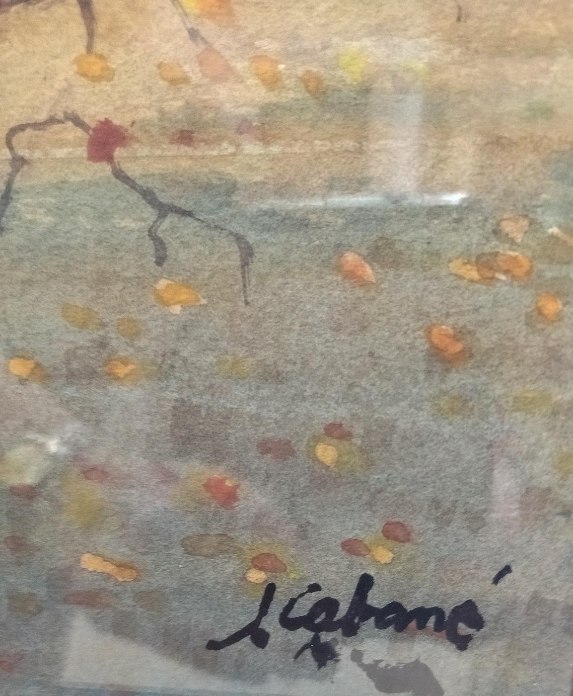 Cabane 6 Landschaft . figurativ. See.Berge. blau (Schwarz), Landscape Painting, von Joaquin Cabane