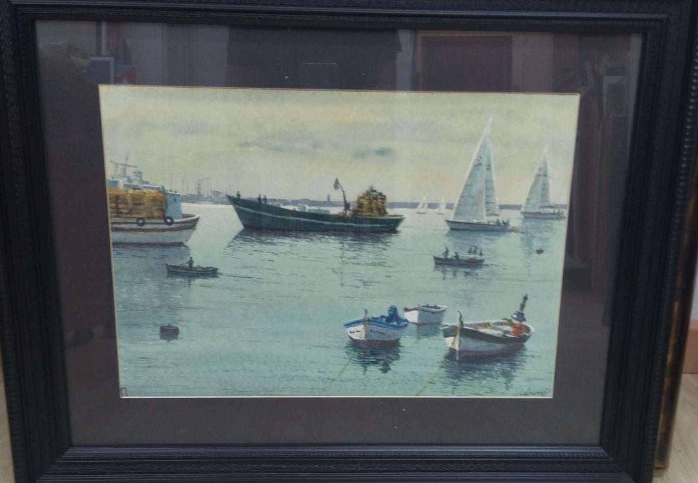 Cabane 8 Puerto Landschaft . figurativ. See.Berge. blau im Angebot 3