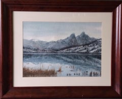 Cabane   Lago en los Pirineos Paisaje . figurativo. lago.montañas. azul