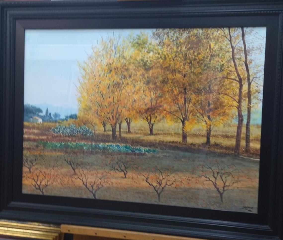 Cabane    Paysage figuratif, lac, montagnes, bleu en vente 7