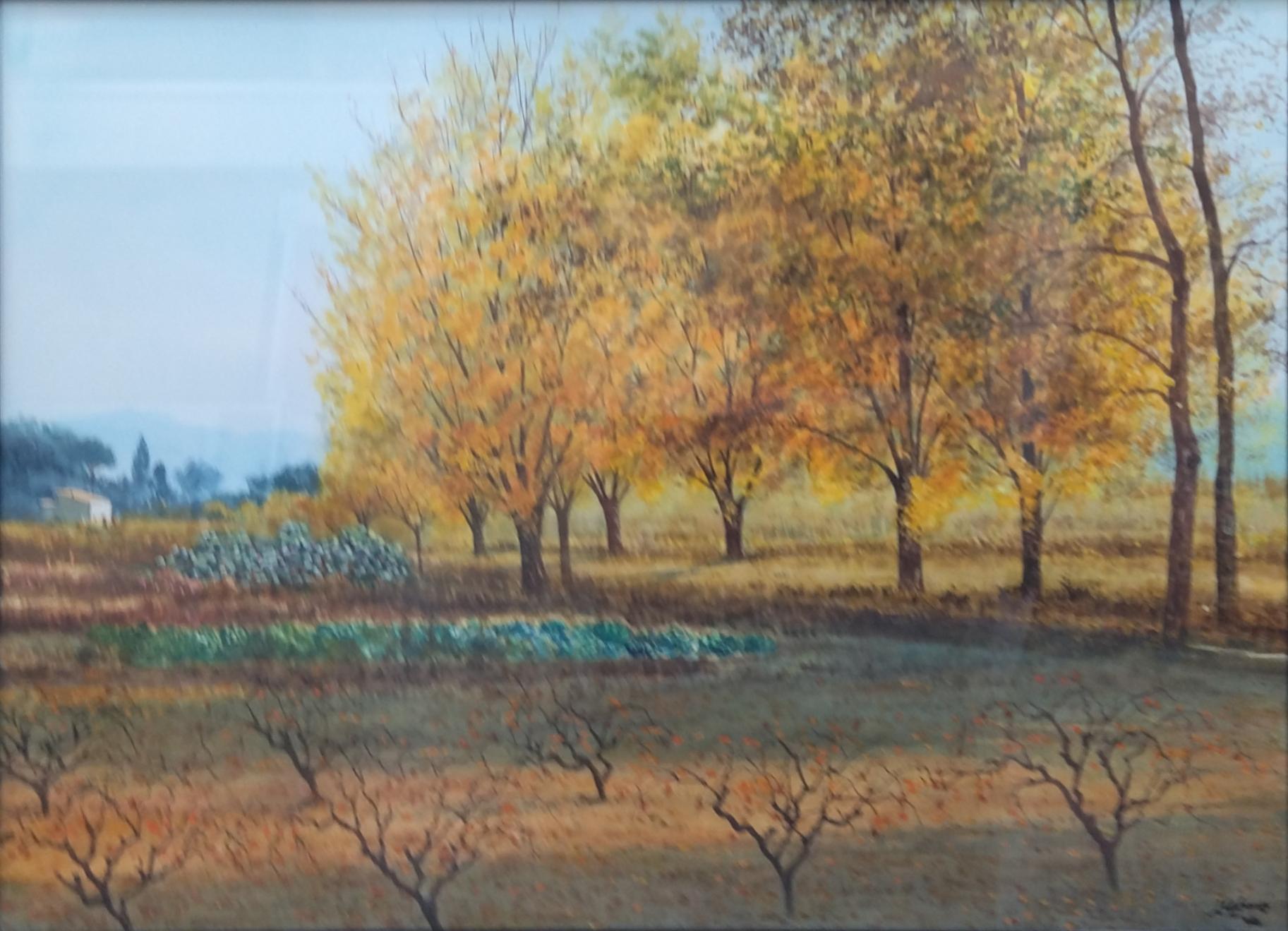 Cabane    Paysage figuratif, lac, montagnes, bleu en vente 1