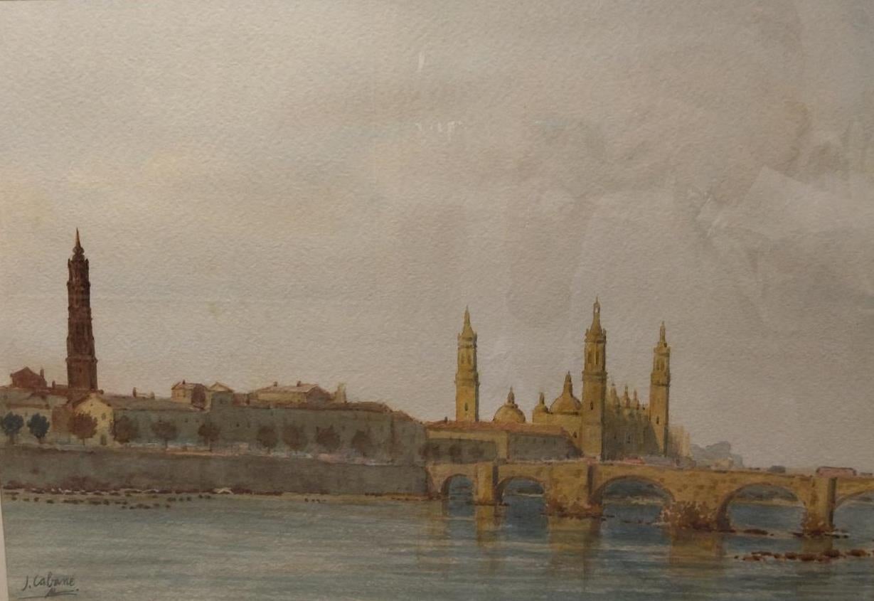 Landschaft original Aquarellmalerei gerahmt
Original-Aquarell des spanischen Künstlers
Joaquin Cabane. 1922/1993
Der Maler und Aquarellist Joaquim Cabané bereiste auf der Suche nach Inspiration verschiedene Punkte der spanischen und italienischen