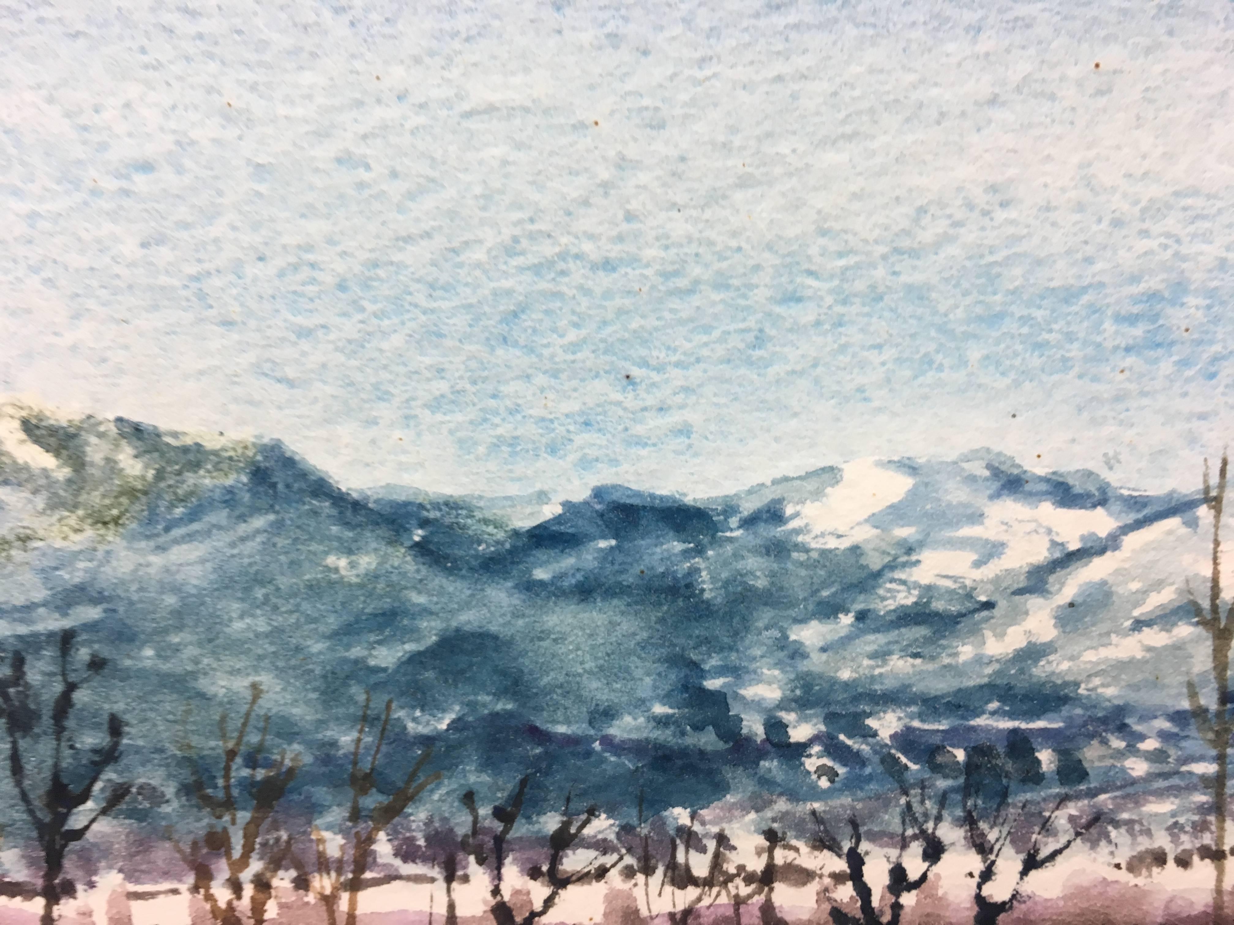 verschneite Landschaft.  Original-Aquarellgemälde.  gerahmt
Original-Aquarell des spanischen Künstlers
Joaquin Cabane. 1922/1993
Der Maler und Aquarellist Joaquim Cabané bereiste auf der Suche nach Inspiration verschiedene Punkte der spanischen und