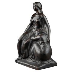 Joaquin Claret : "Madre e bambino", bronzo patinato, titolato e numerato C.C. 1930